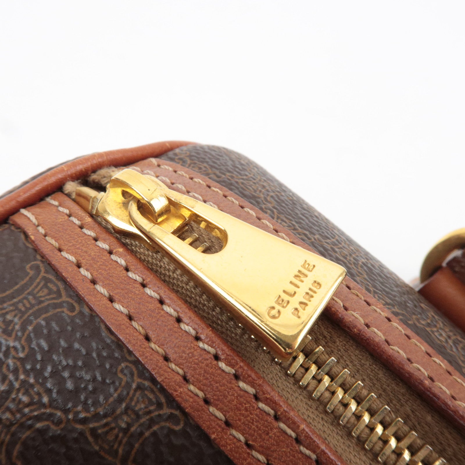 CELINE Macadam PVC Leather Shoulder Bag Brown