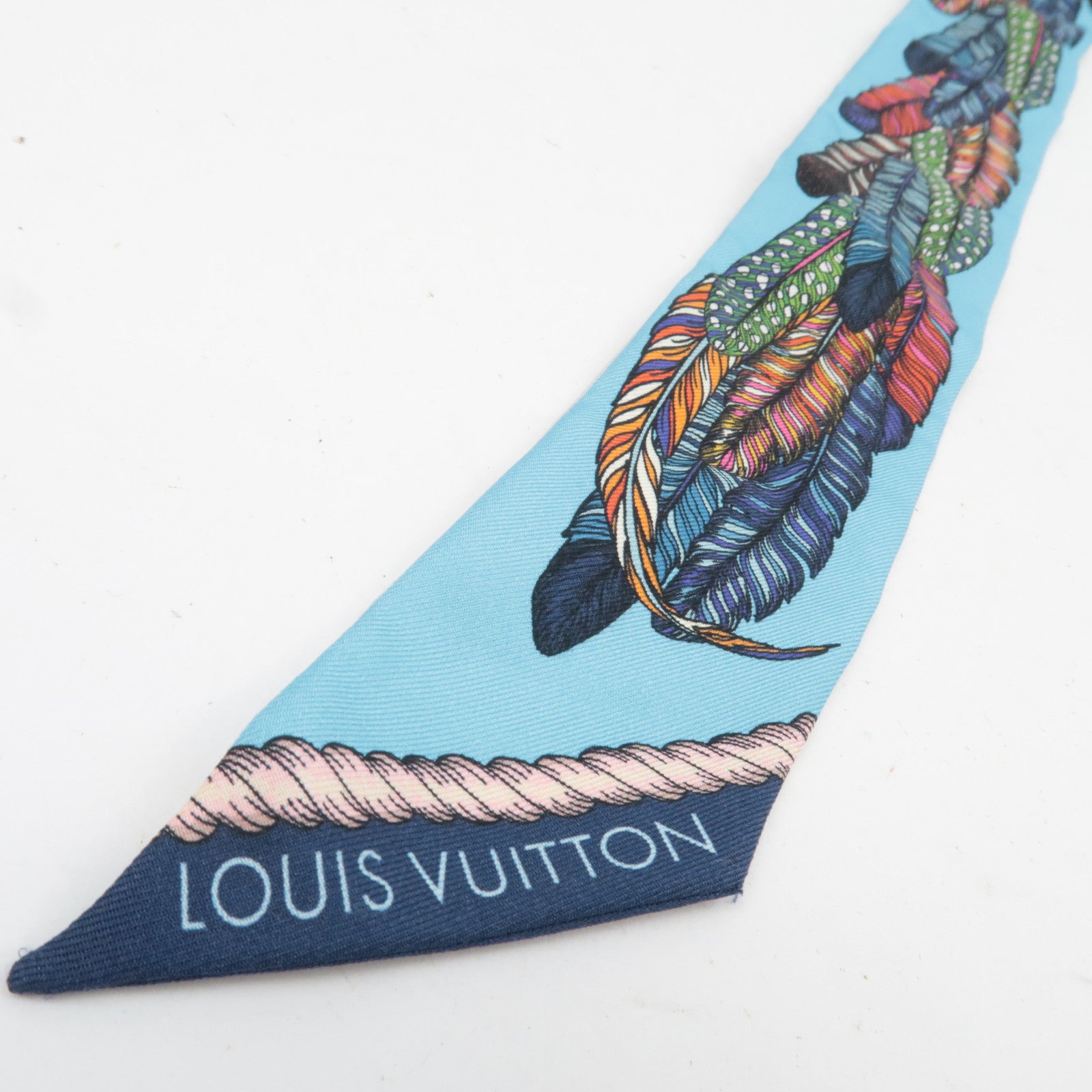 Louis Vuitton Bandeau BB Love Birds Scarf 100% Silk Blue M76114