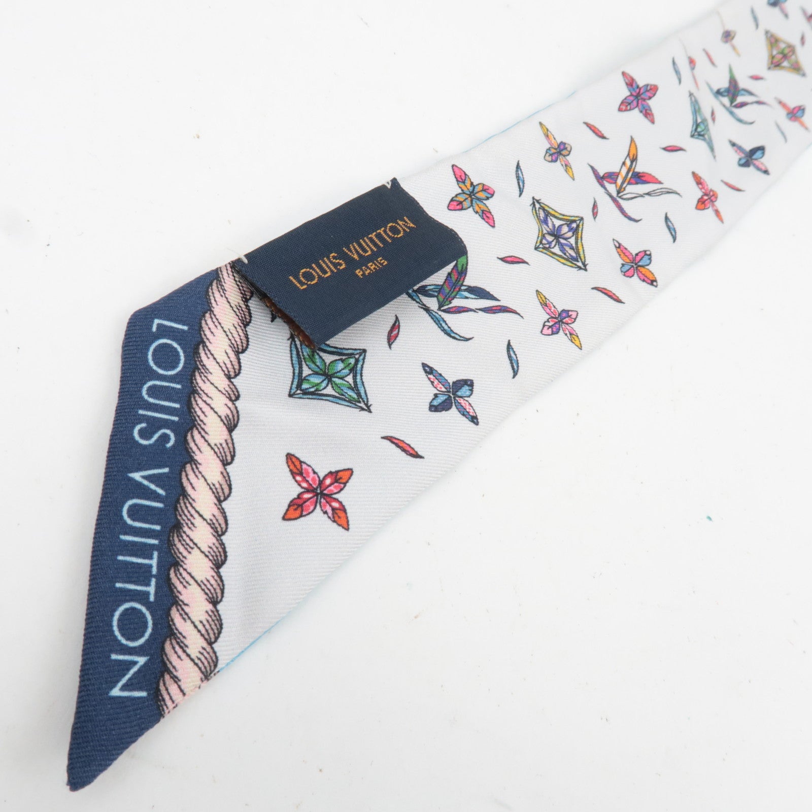 Louis Vuitton Bandeau BB Love Birds Scarf 100% Silk Blue M76114