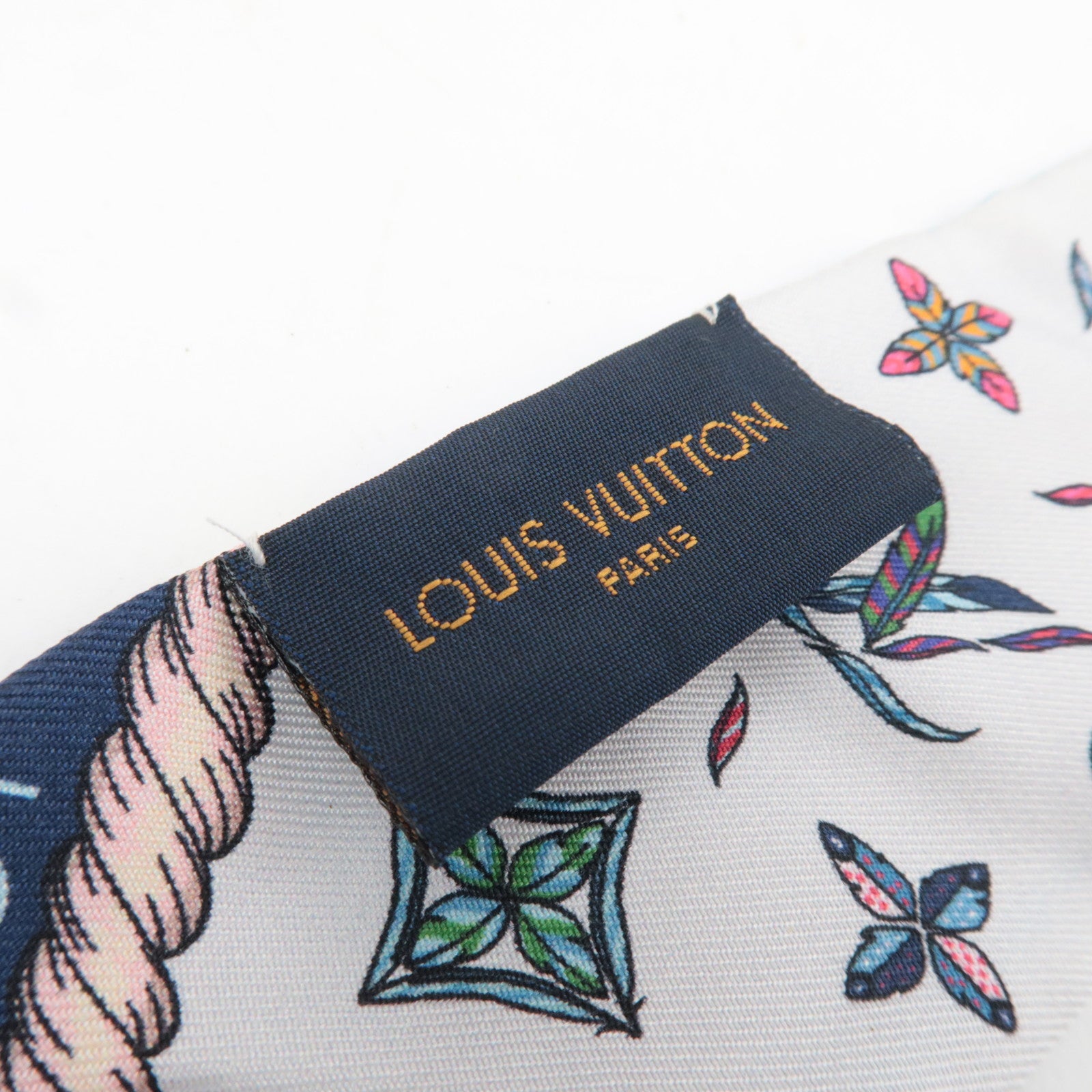 Louis Vuitton Bandeau BB Love Birds Scarf 100% Silk Blue M76114
