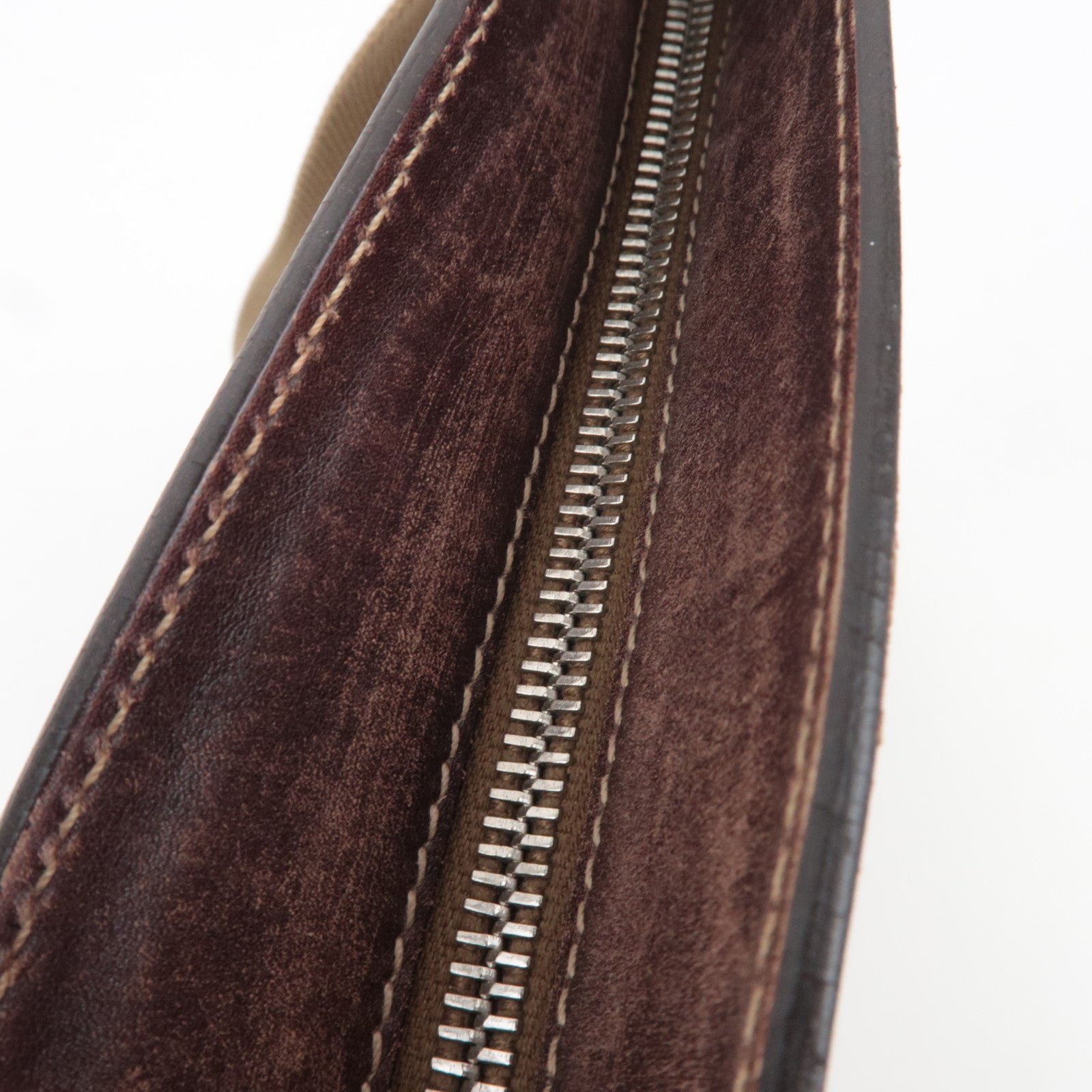 PRADA Logo Jacquard Leather Shoulder Bag Brown