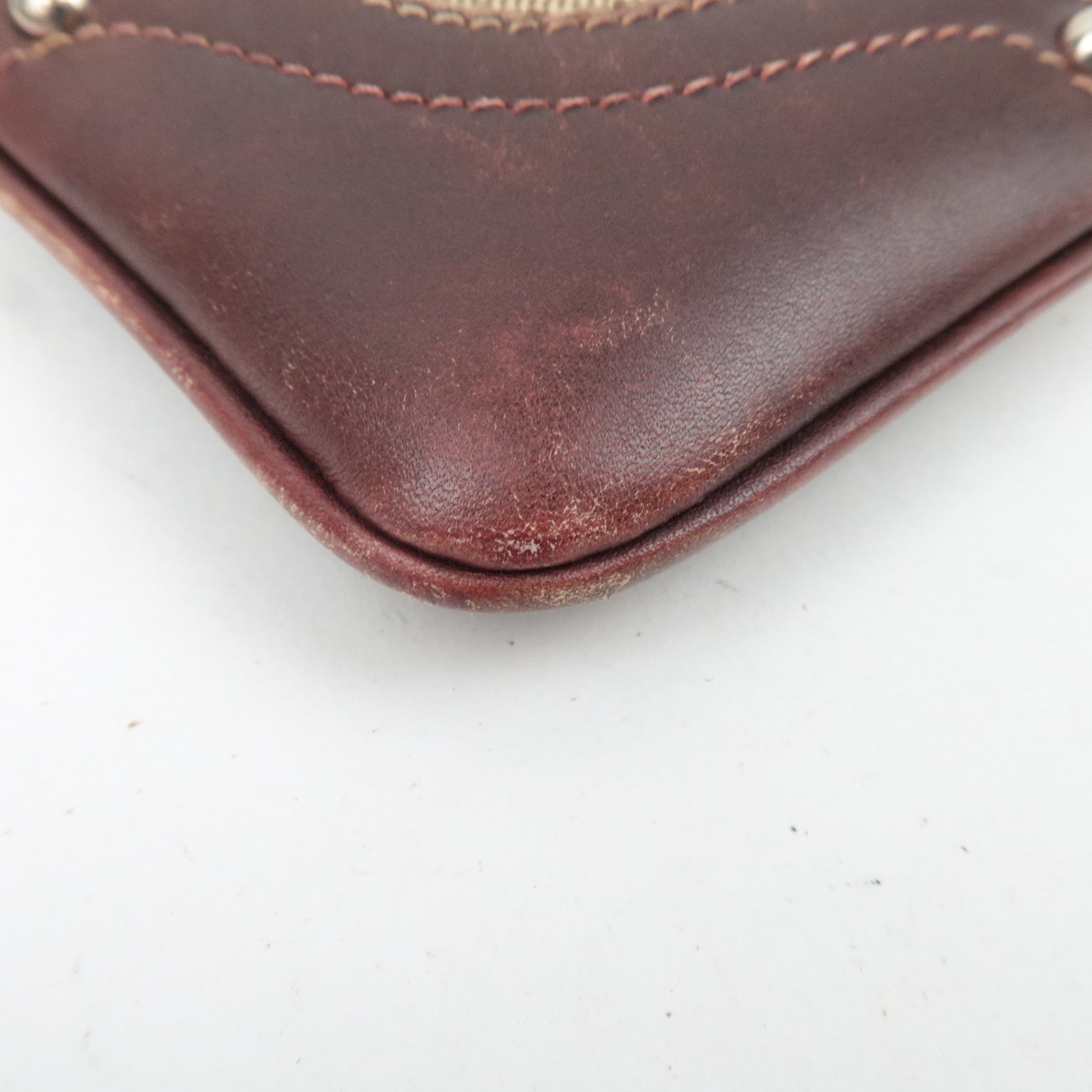 PRADA Logo Jacquard Leather Shoulder Bag Brown