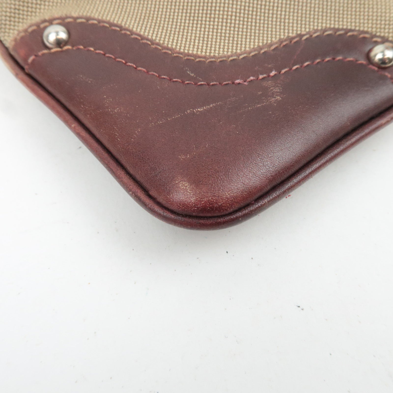 PRADA Logo Jacquard Leather Shoulder Bag Brown