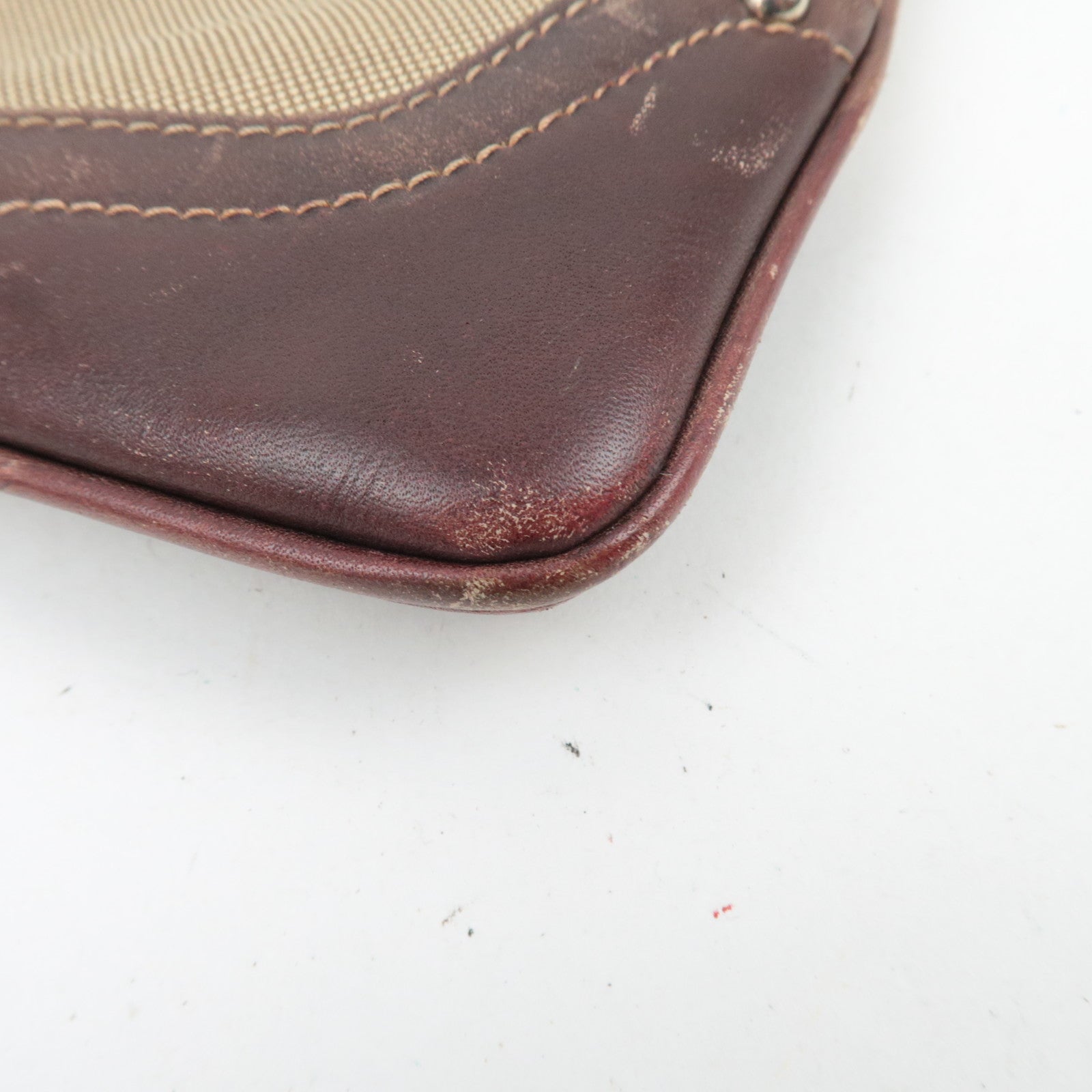 PRADA Logo Jacquard Leather Shoulder Bag Brown