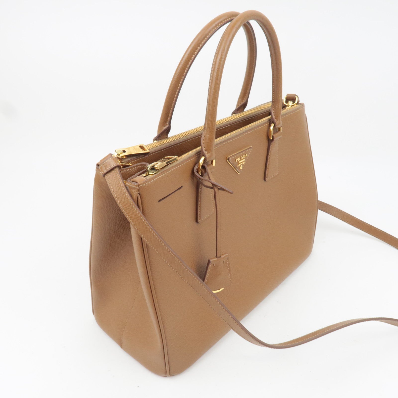 PRADA Galleria Large Saffiano 2Way Handbag Brown