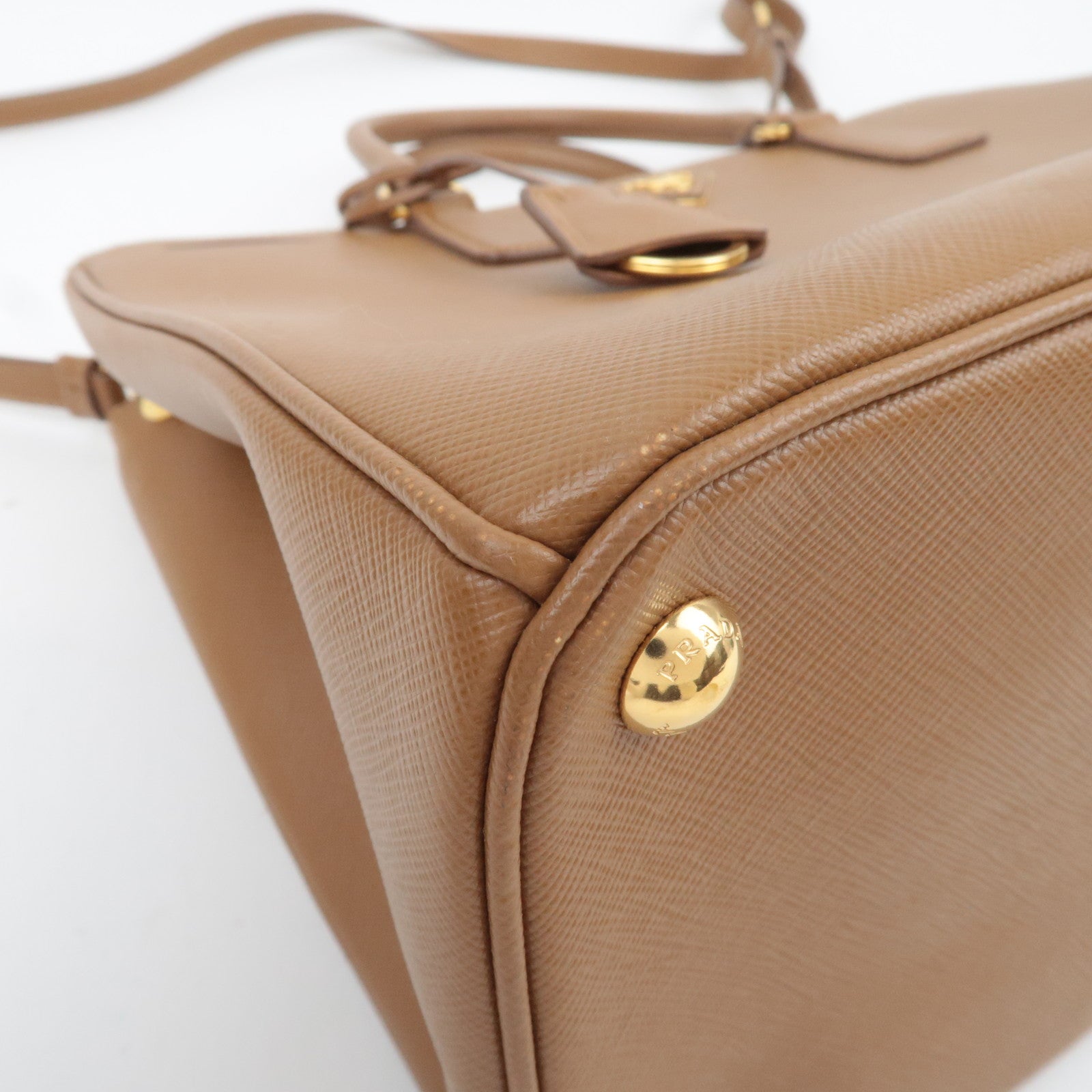 PRADA Galleria Large Saffiano 2Way Handbag Brown