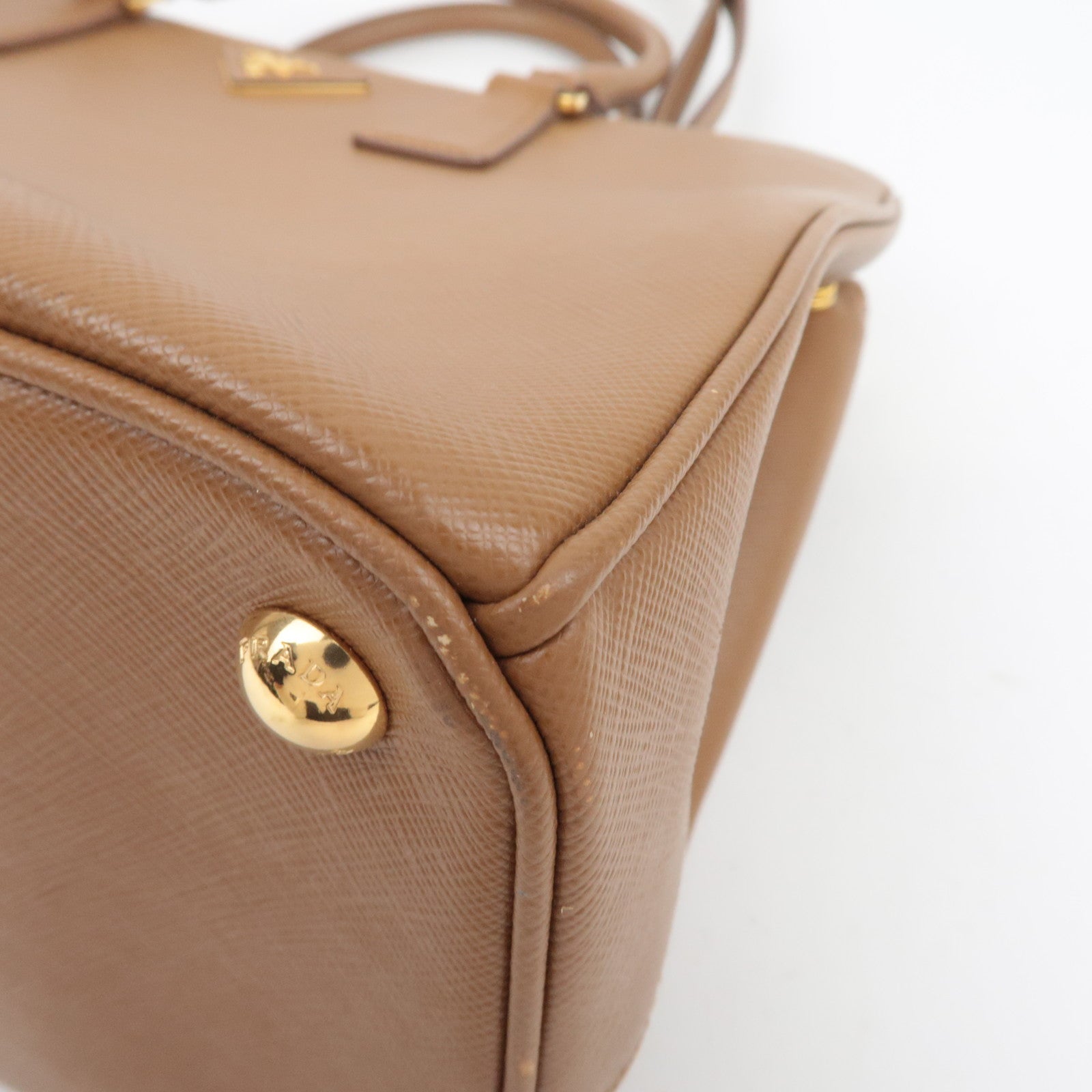 PRADA Galleria Large Saffiano 2Way Handbag Brown
