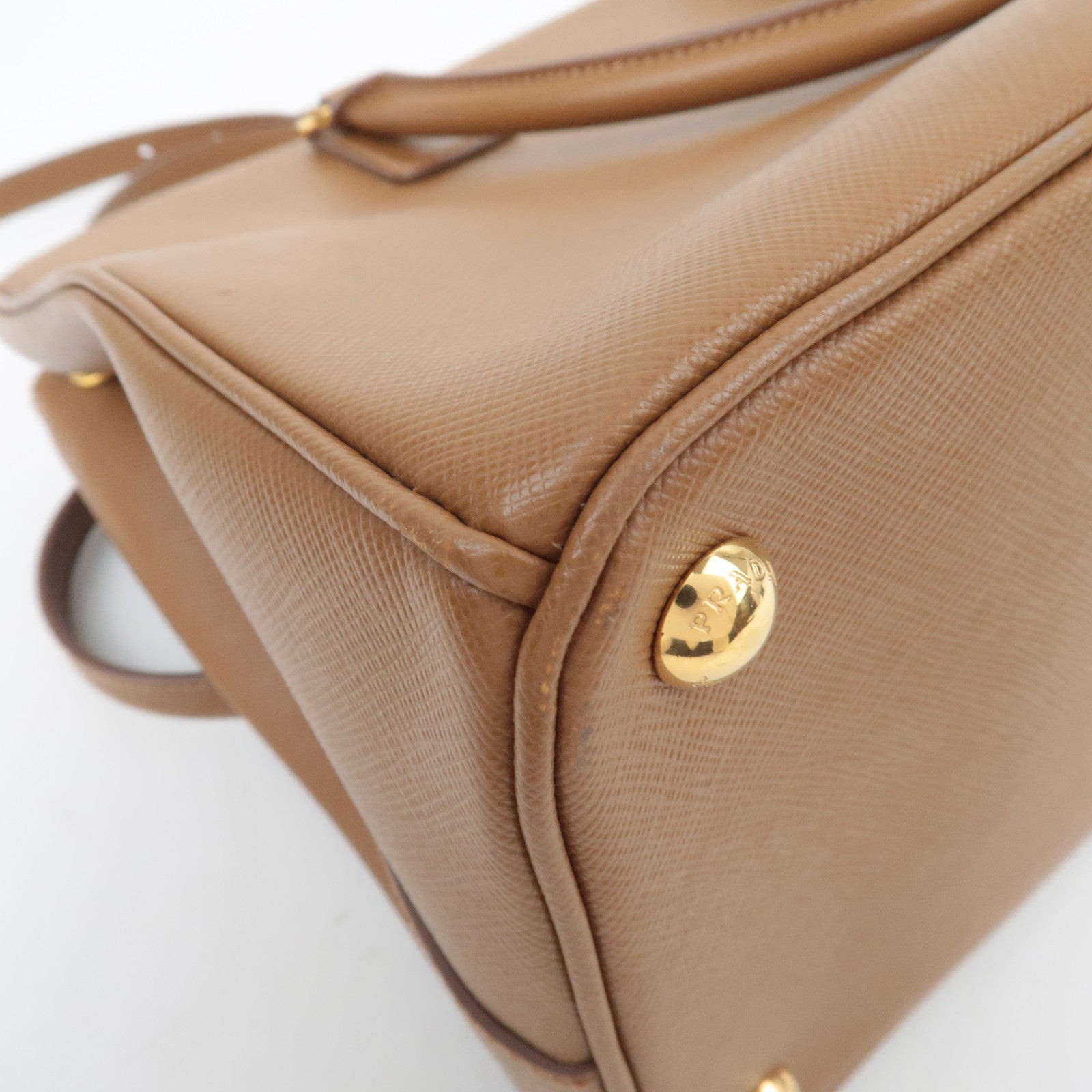 PRADA Galleria Large Saffiano 2Way Handbag Brown