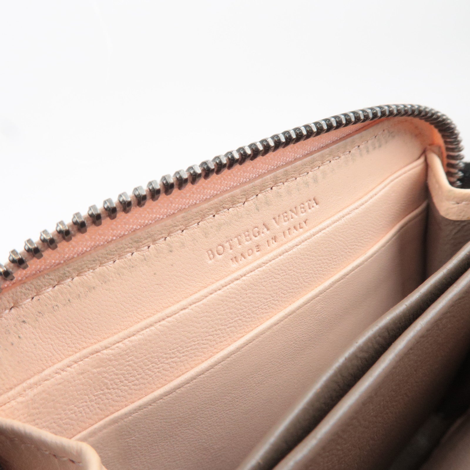 BOTTEGA VENETA Intrecciato Leather Coin Case Pink Beige