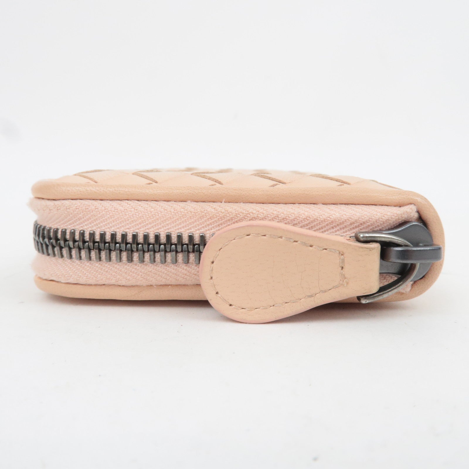 BOTTEGA VENETA Intrecciato Leather Coin Case Pink Beige