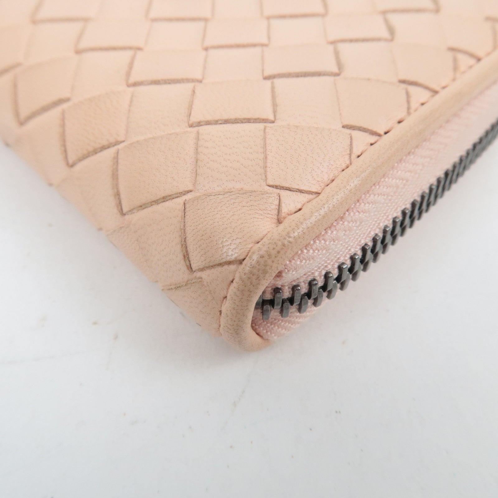 BOTTEGA VENETA Intrecciato Leather Coin Case Pink Beige