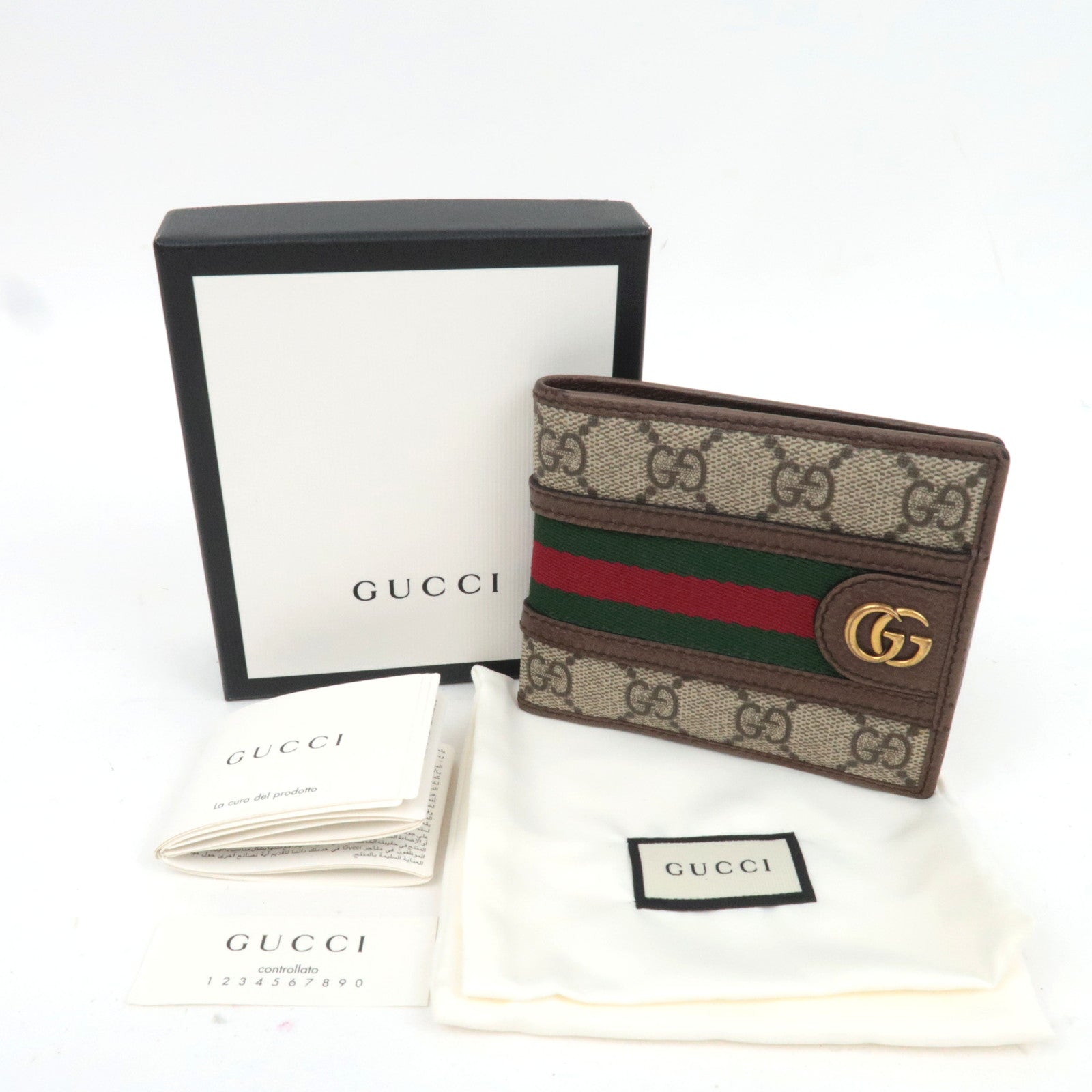 GUCCI Ophidia Sherry GG Supreme Wallet Beige 597609