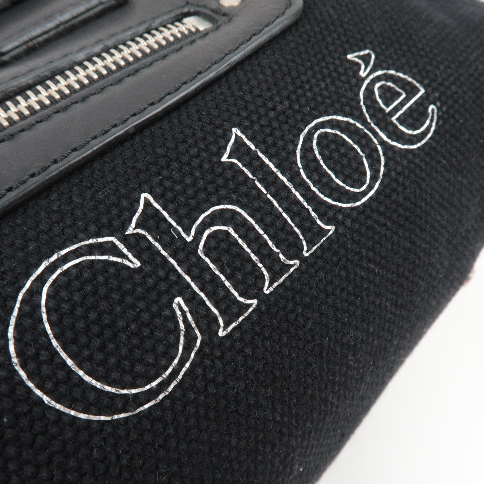 Chloe Satchel Bag Canvas Leather Handbag Black