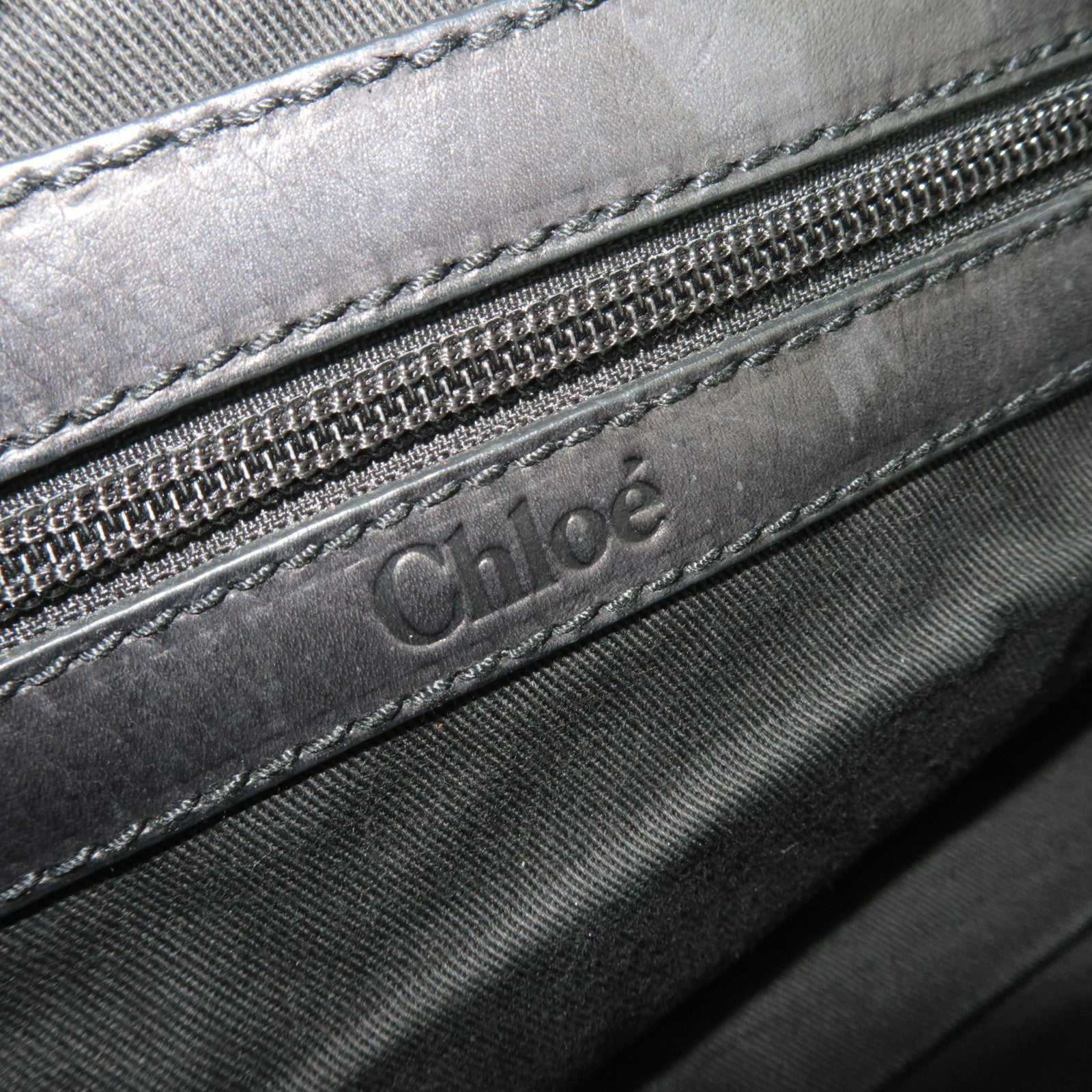 Chloe Satchel Bag Canvas Leather Handbag Black