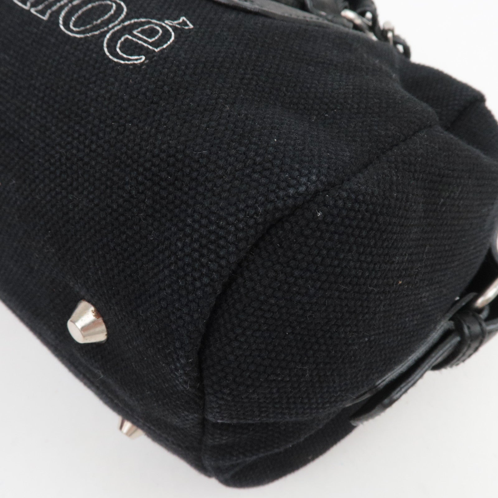 Chloe Satchel Bag Canvas Leather Handbag Black
