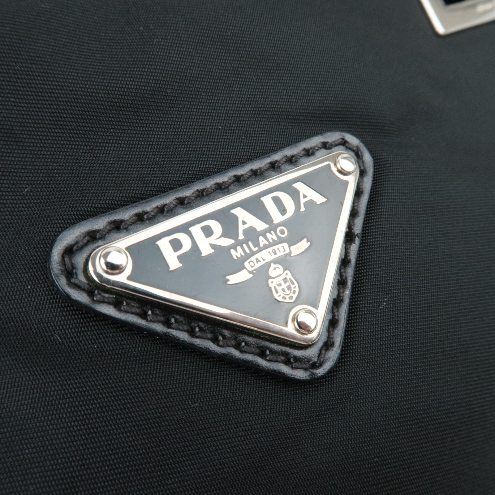 PRADA Nylon Leather Tote Bag Black