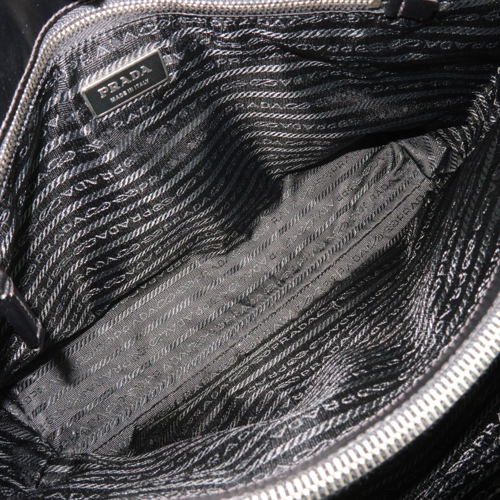 PRADA Nylon Leather Tote Bag Black
