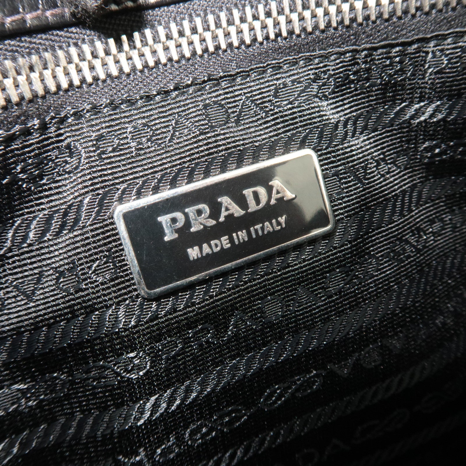 PRADA Nylon Leather Tote Bag Black