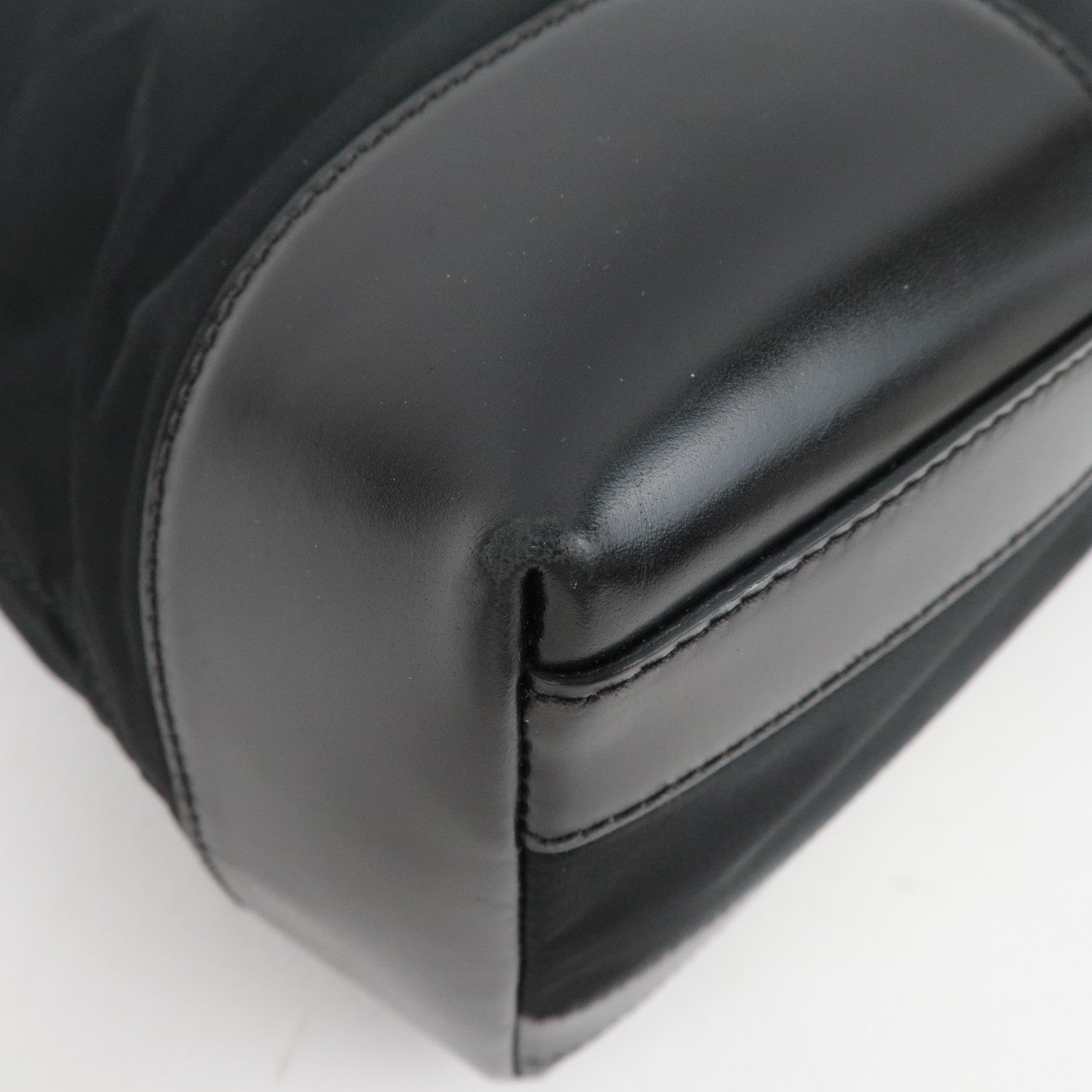 PRADA Nylon Leather Tote Bag Black