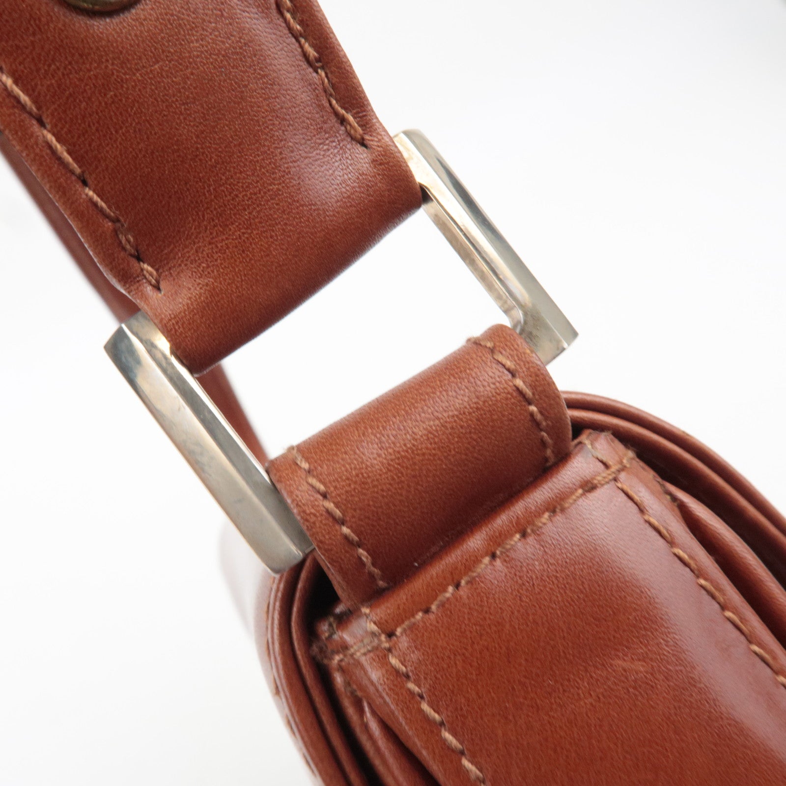GUCCI Old Gucci Leather Shoulder Bag Brown