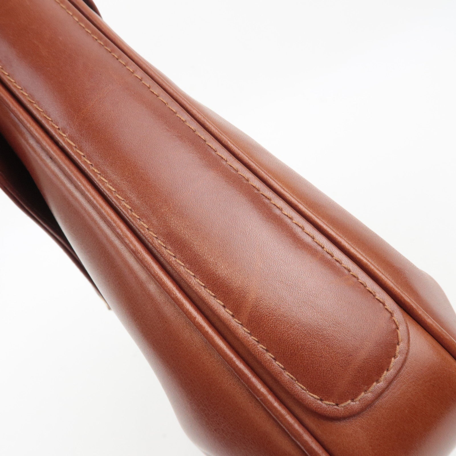 GUCCI Old Gucci Leather Shoulder Bag Brown