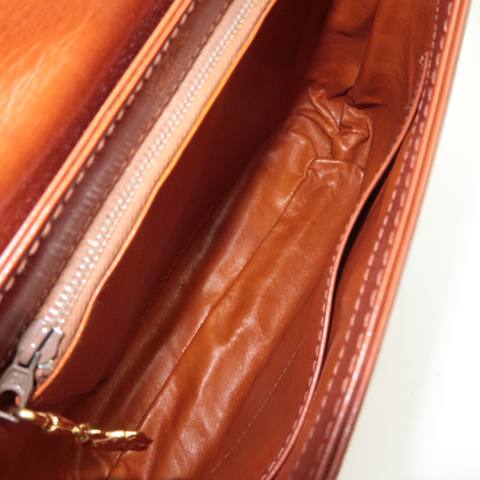 GUCCI Old Gucci Leather Shoulder Bag Brown