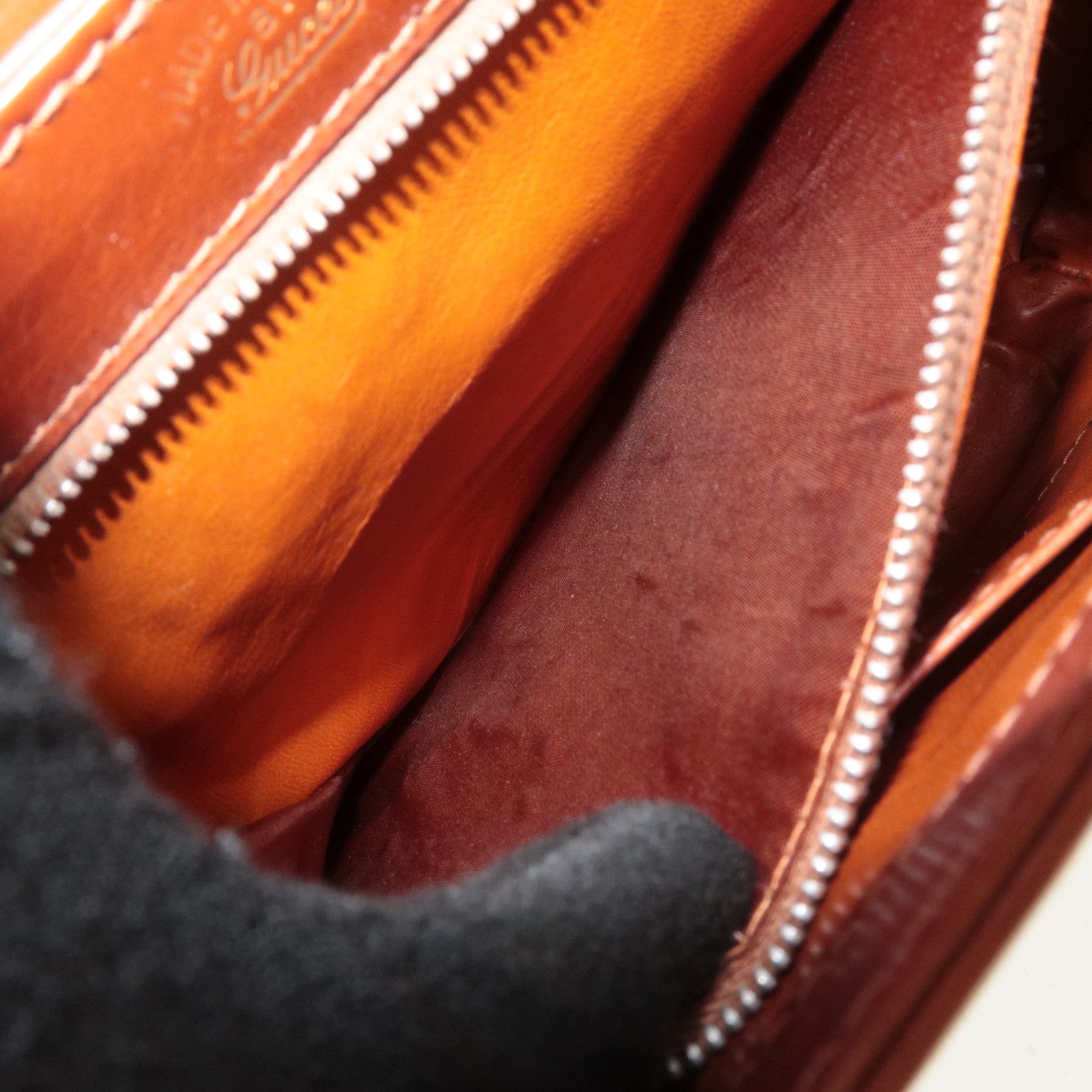 GUCCI Old Gucci Leather Shoulder Bag Brown