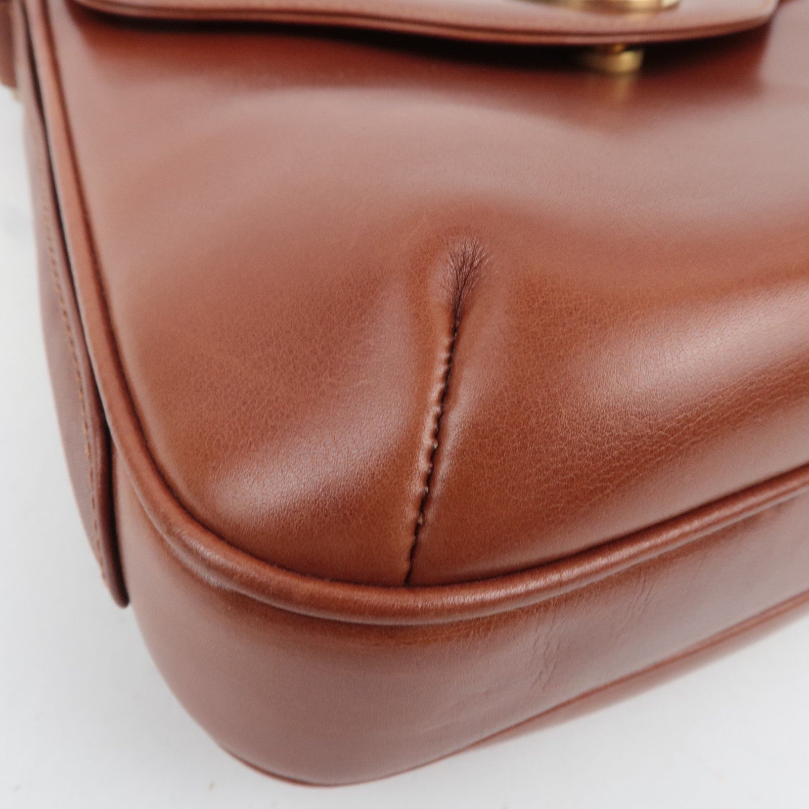 GUCCI Old Gucci Leather Shoulder Bag Brown