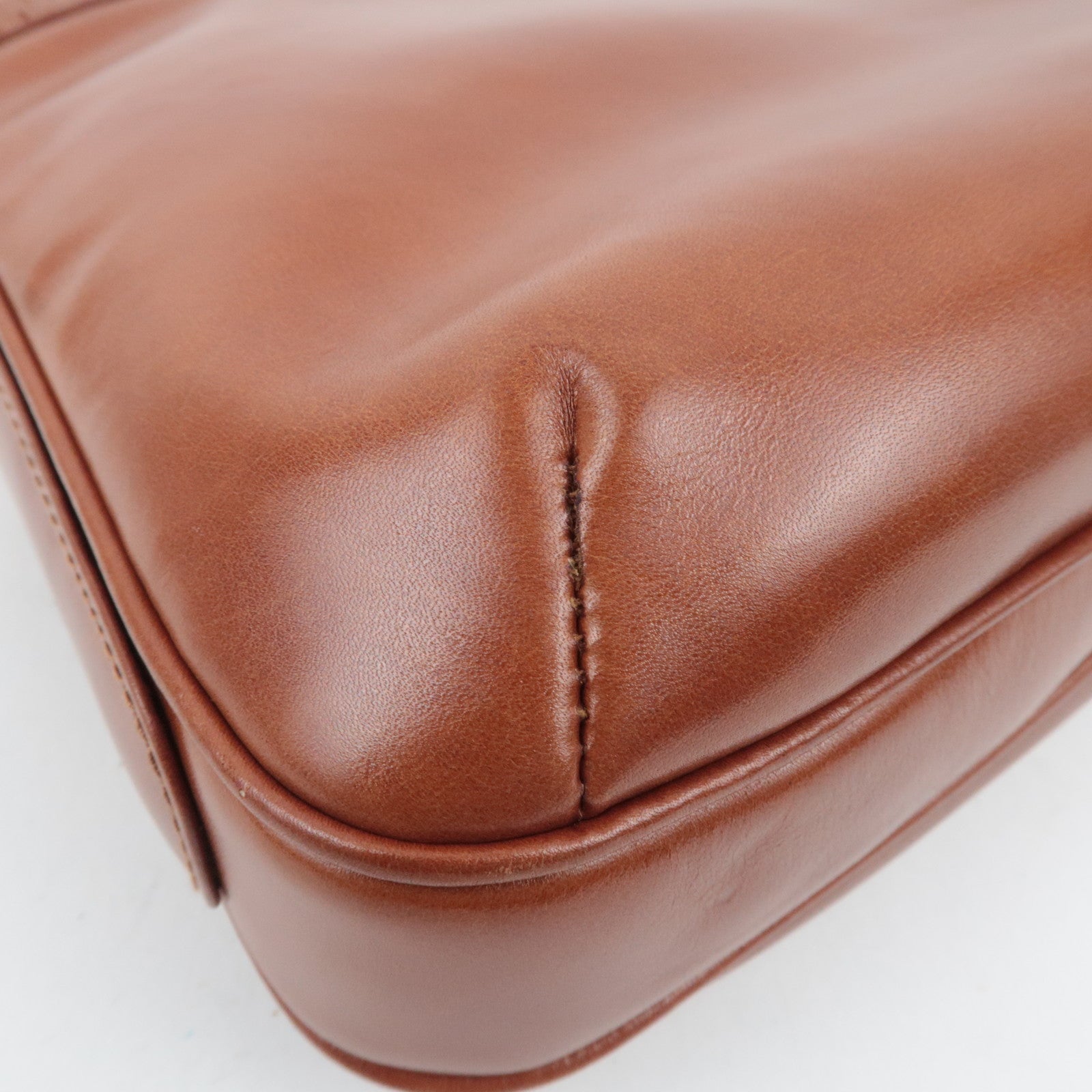 GUCCI Old Gucci Leather Shoulder Bag Brown