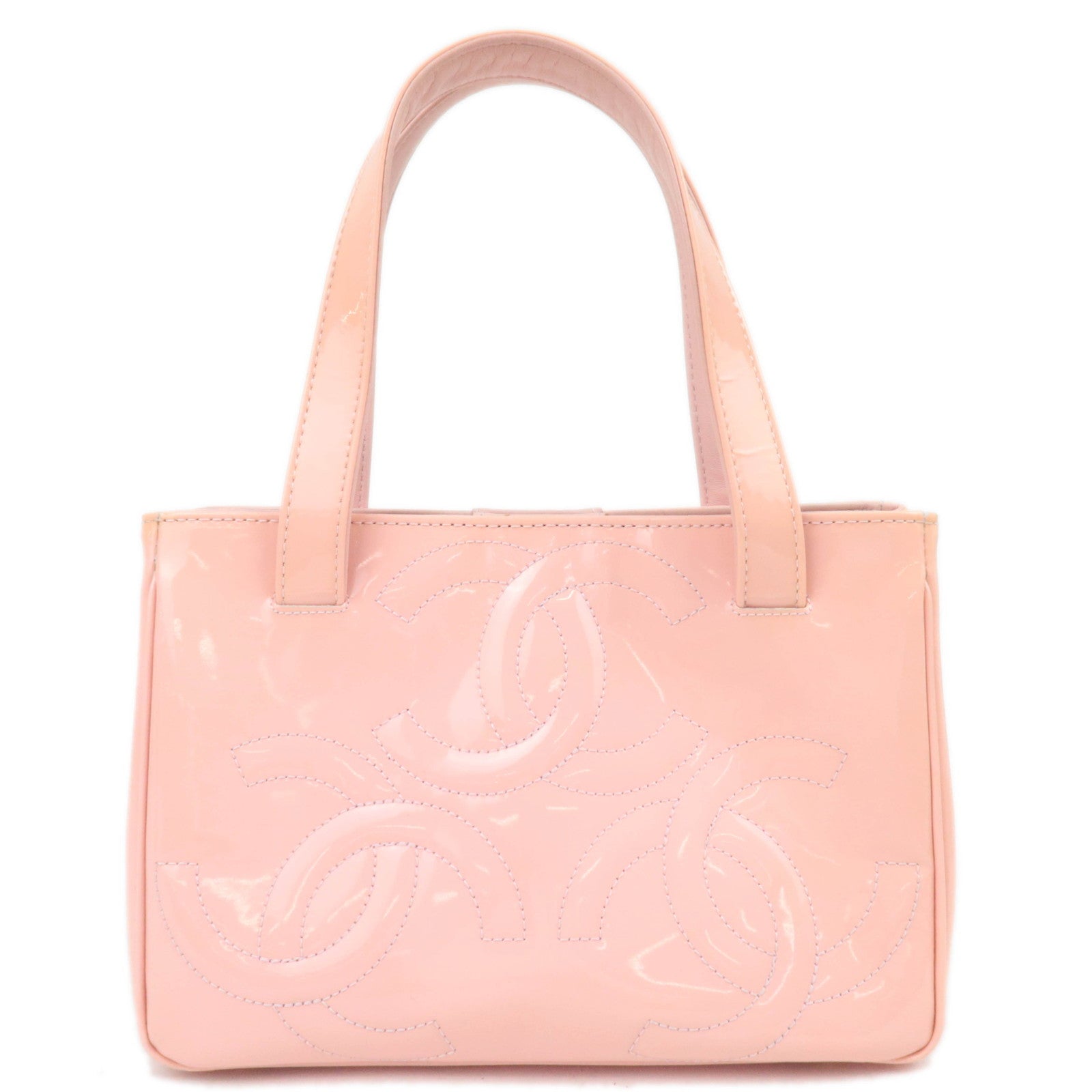 CHANEL Triple Coco Patent Tote Bag Pink A27117