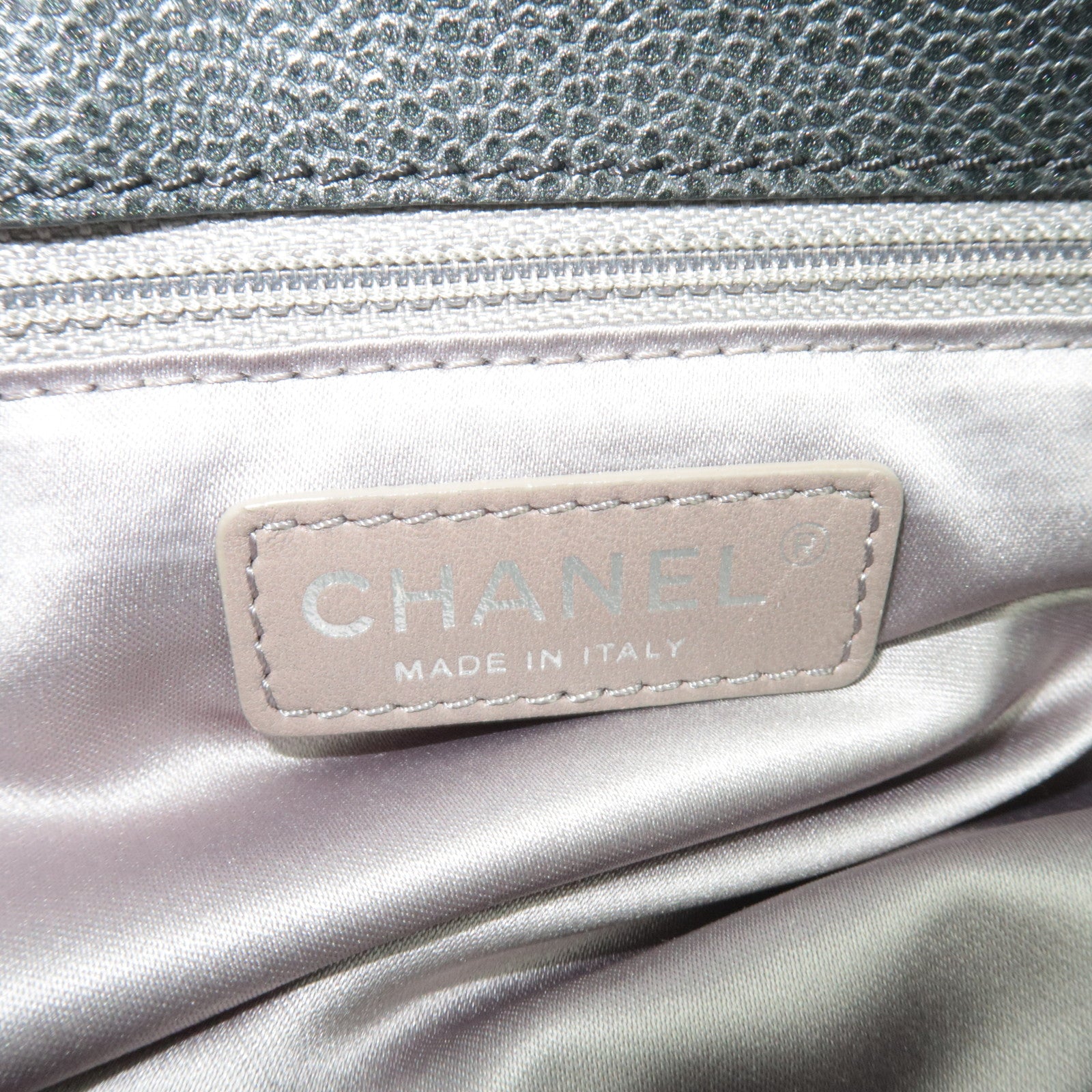 CHANEL Coco Mark Caviarskin Chain Shoulder Bag Black Silver HDW