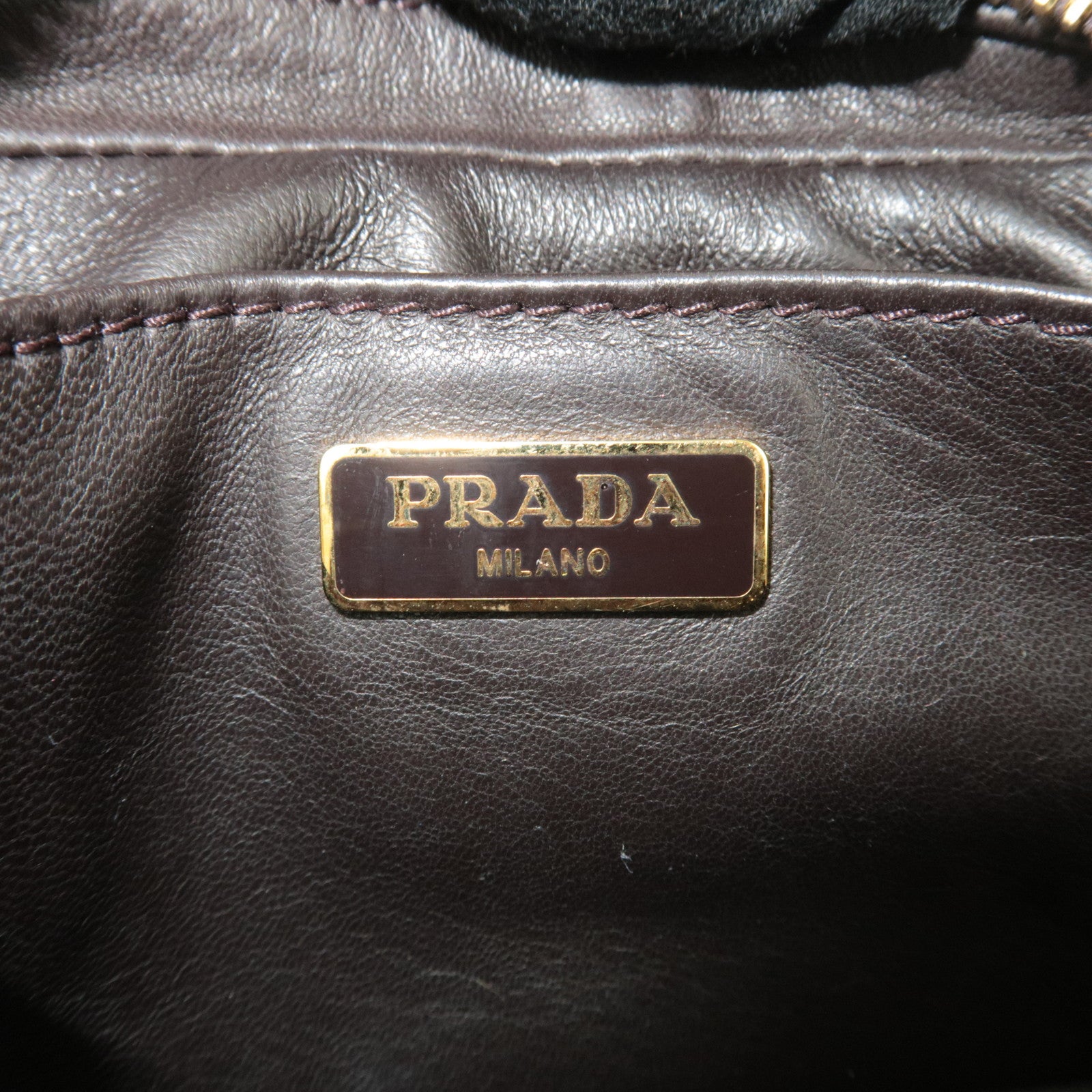 PRADA Leopard Print Calf Shoulder Bag Brown 1N1674