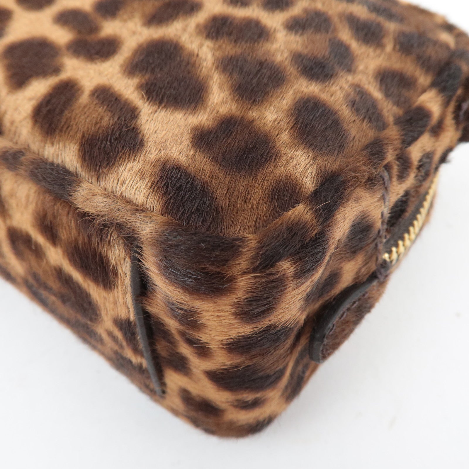 PRADA Leopard Print Calf Shoulder Bag Brown 1N1674