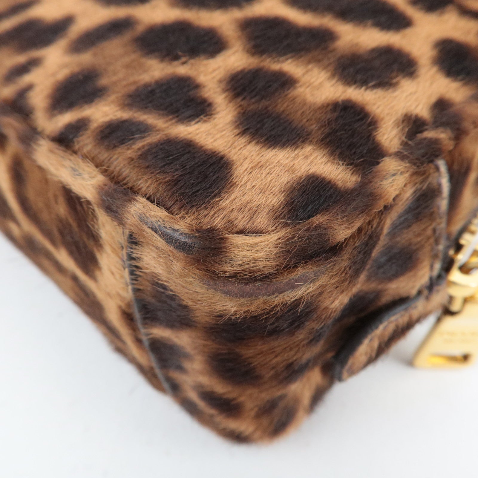PRADA Leopard Print Calf Shoulder Bag Brown 1N1674