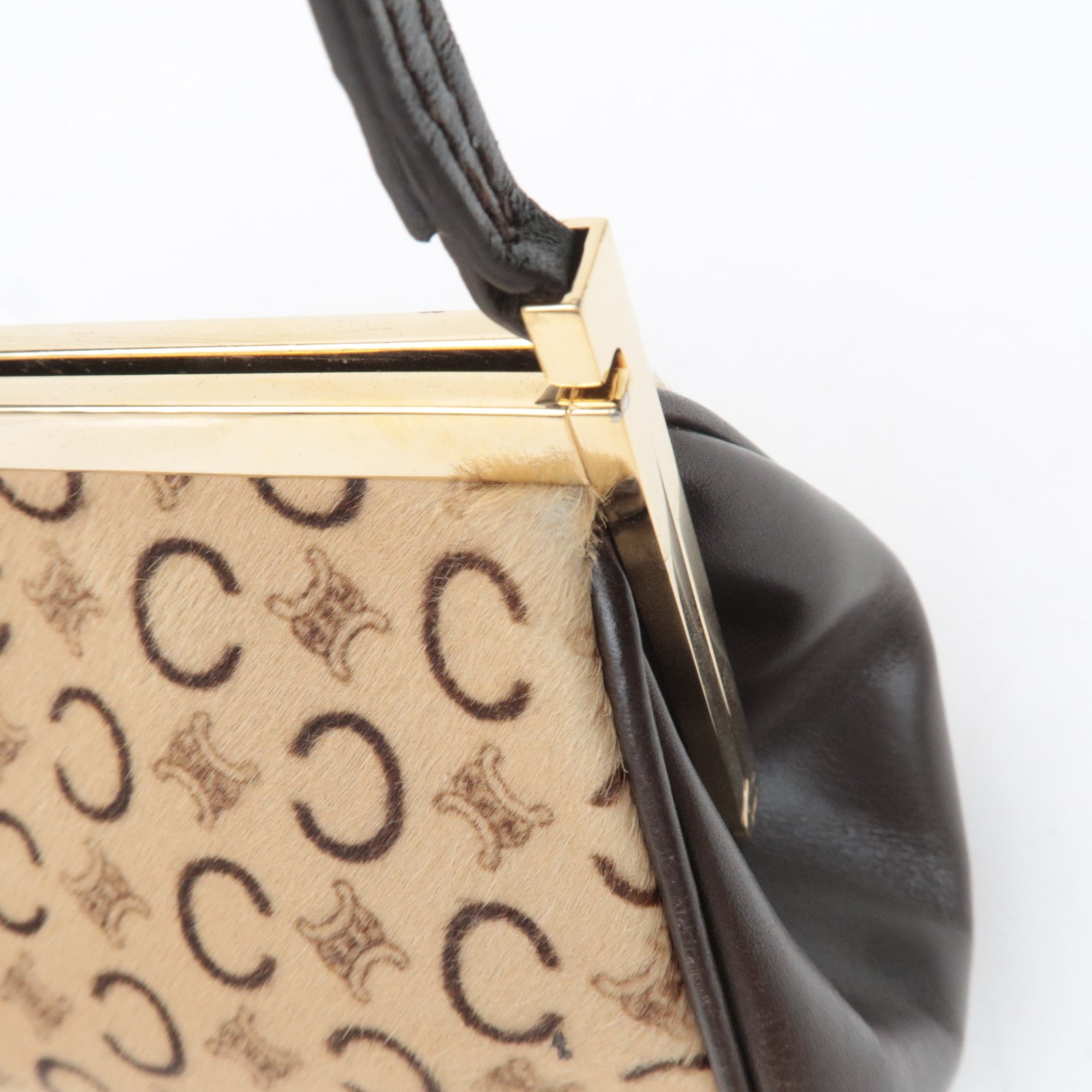 CELINE C Macadam Calf Leather Shoulder Bag Beige