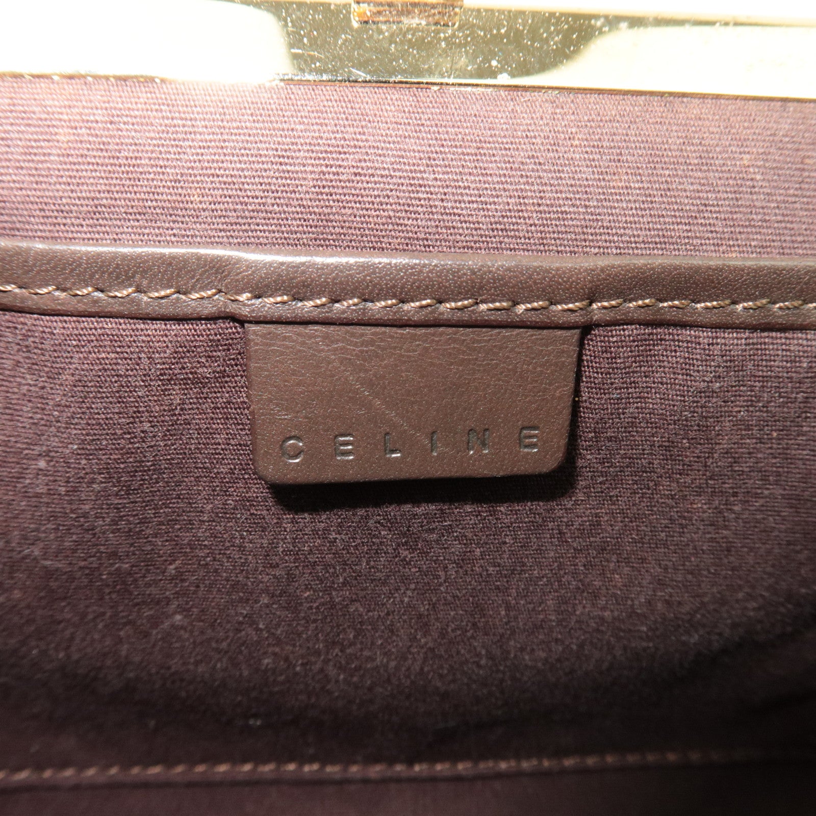 CELINE C Macadam KIss Lock Calf Leather Shoulder Bag Beige