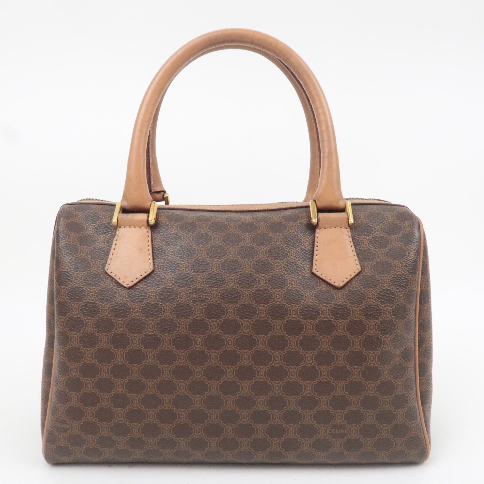 CELINE Macadam 2Way PVC Leather Handbag Brown