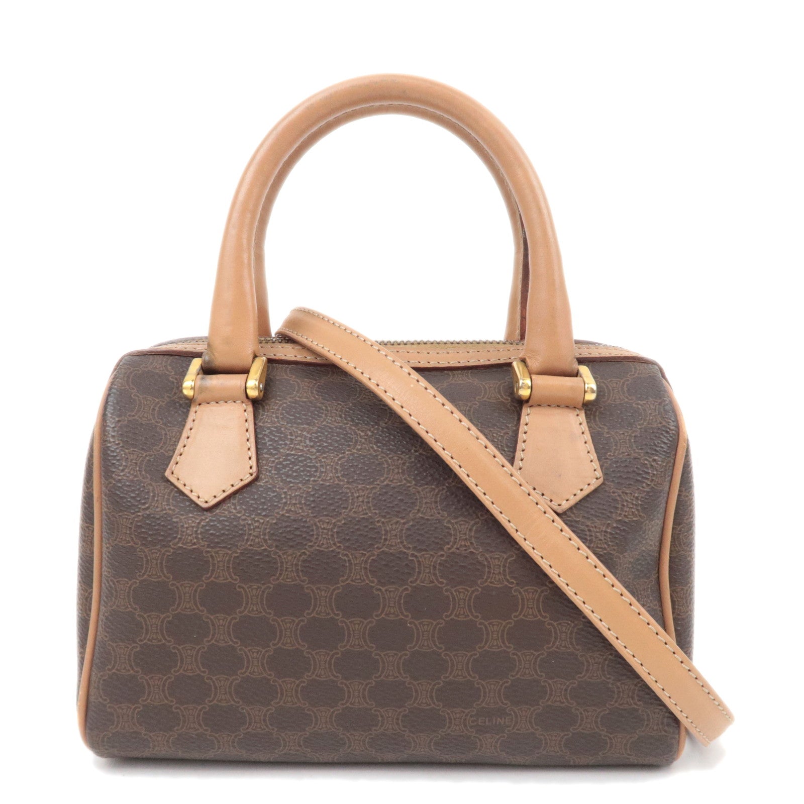 CELINE Macadam 2Way PVC Leather Handbag Brown88876