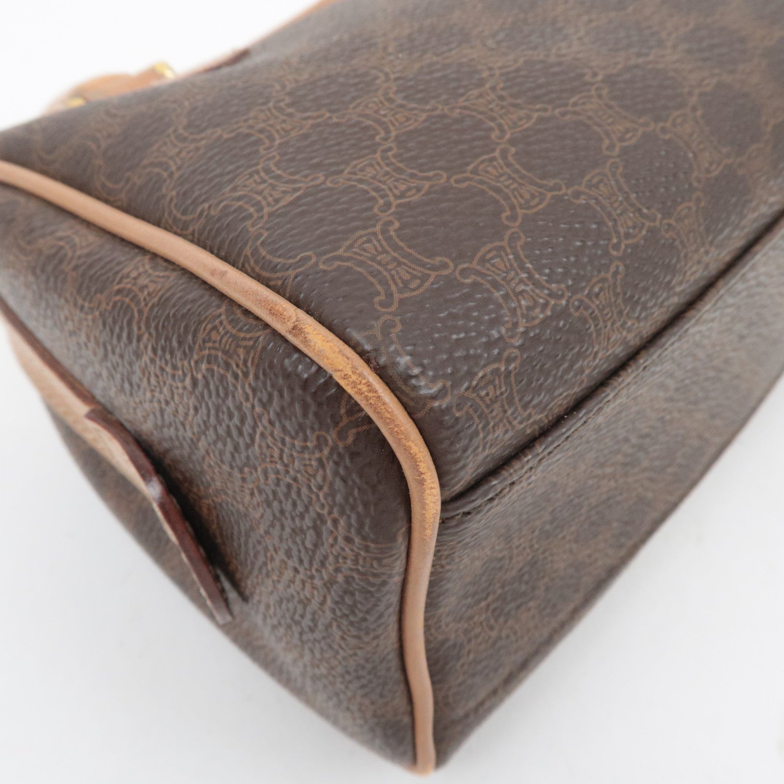 CELINE Macadam 2Way PVC Leather Handbag Brown