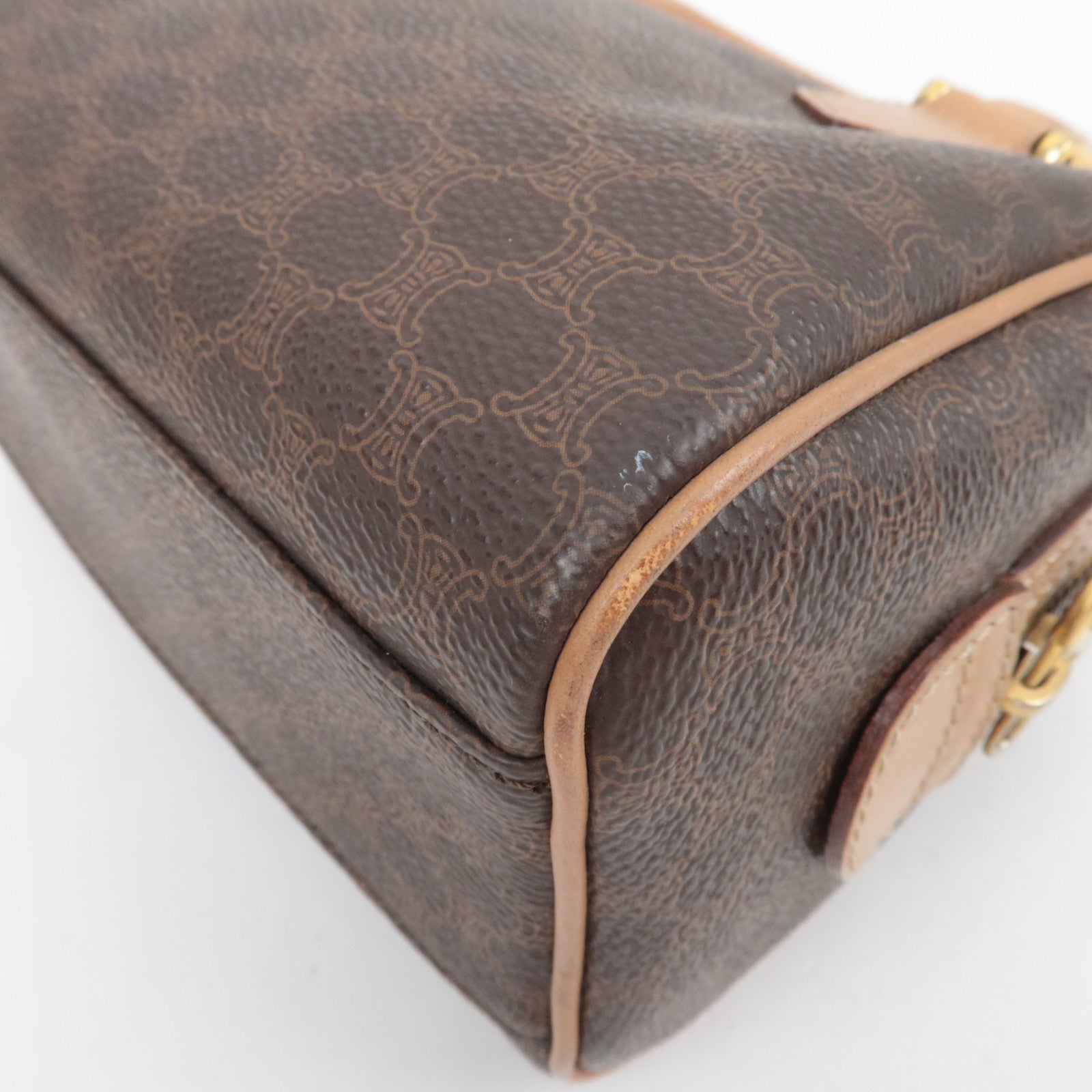 CELINE Macadam 2Way PVC Leather Handbag Brown