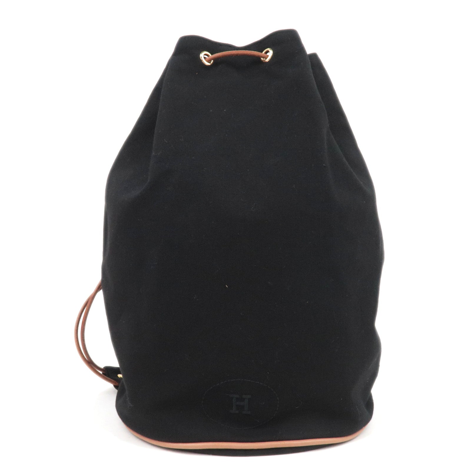 HERMES Polochon Mimil GM Canvas Shoulder Bag Black 88883