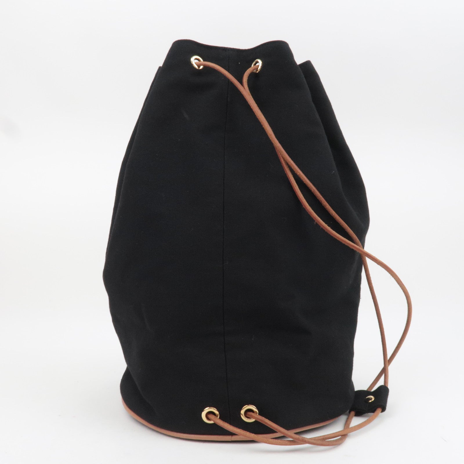 HERMES Polochon Mimil GM Canvas Shoulder Bag Black