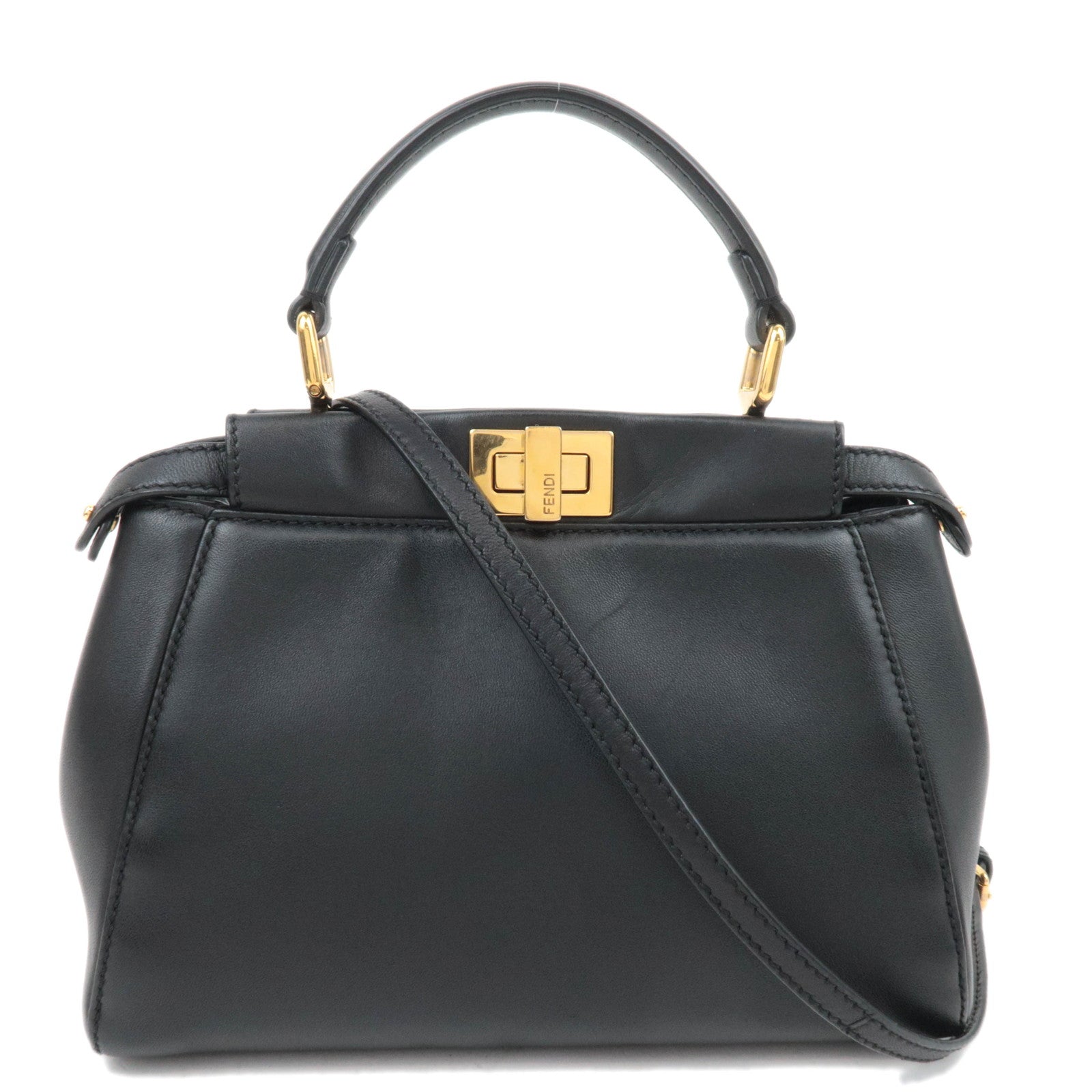 FENDI Peekaboo Mini 2Way Leather Handbag Black88892