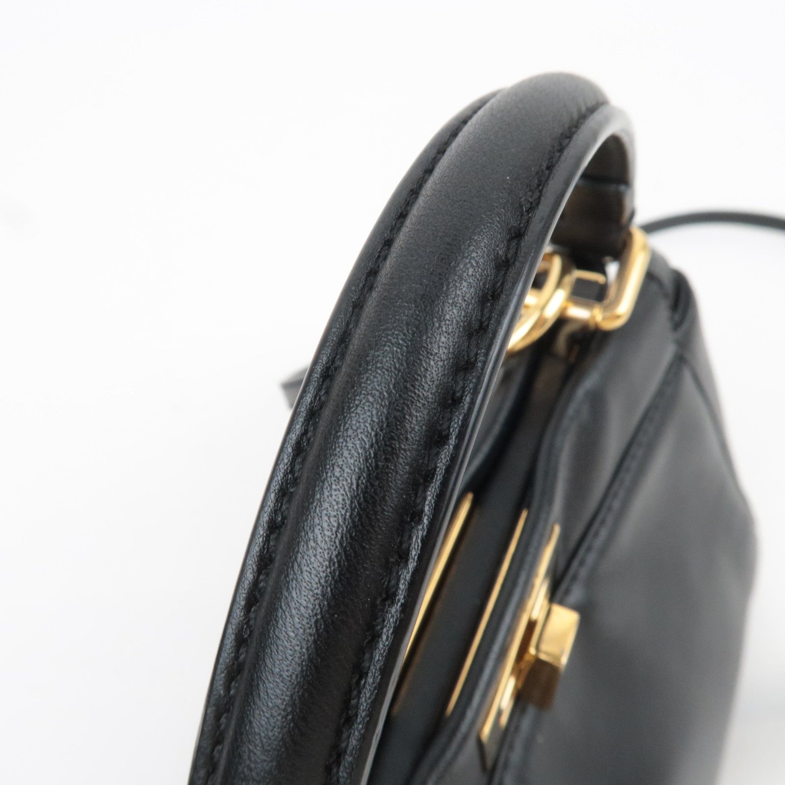 FENDI Peekaboo Mini 2Way Leather Handbag Black