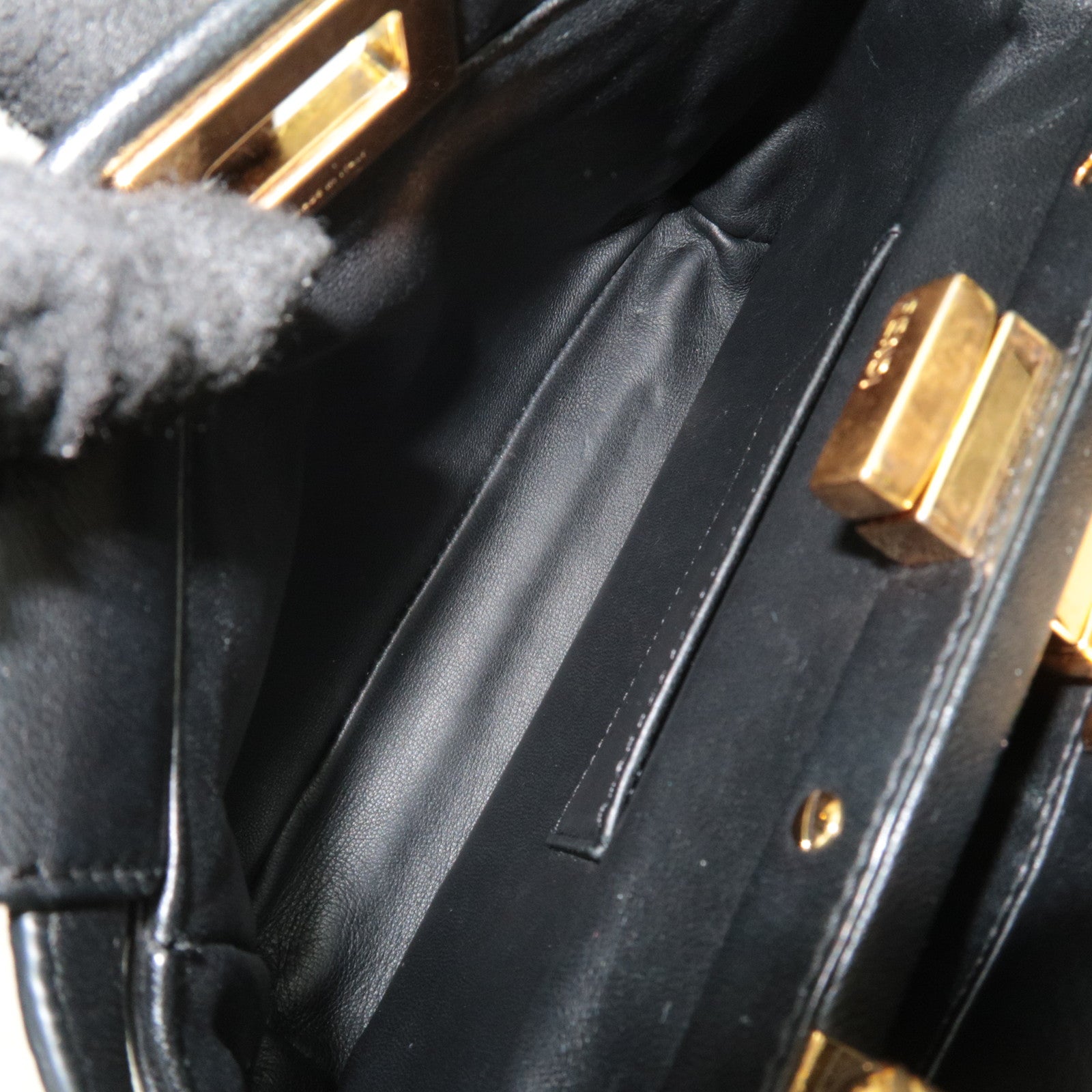 FENDI Peekaboo Mini 2Way Leather Handbag Black