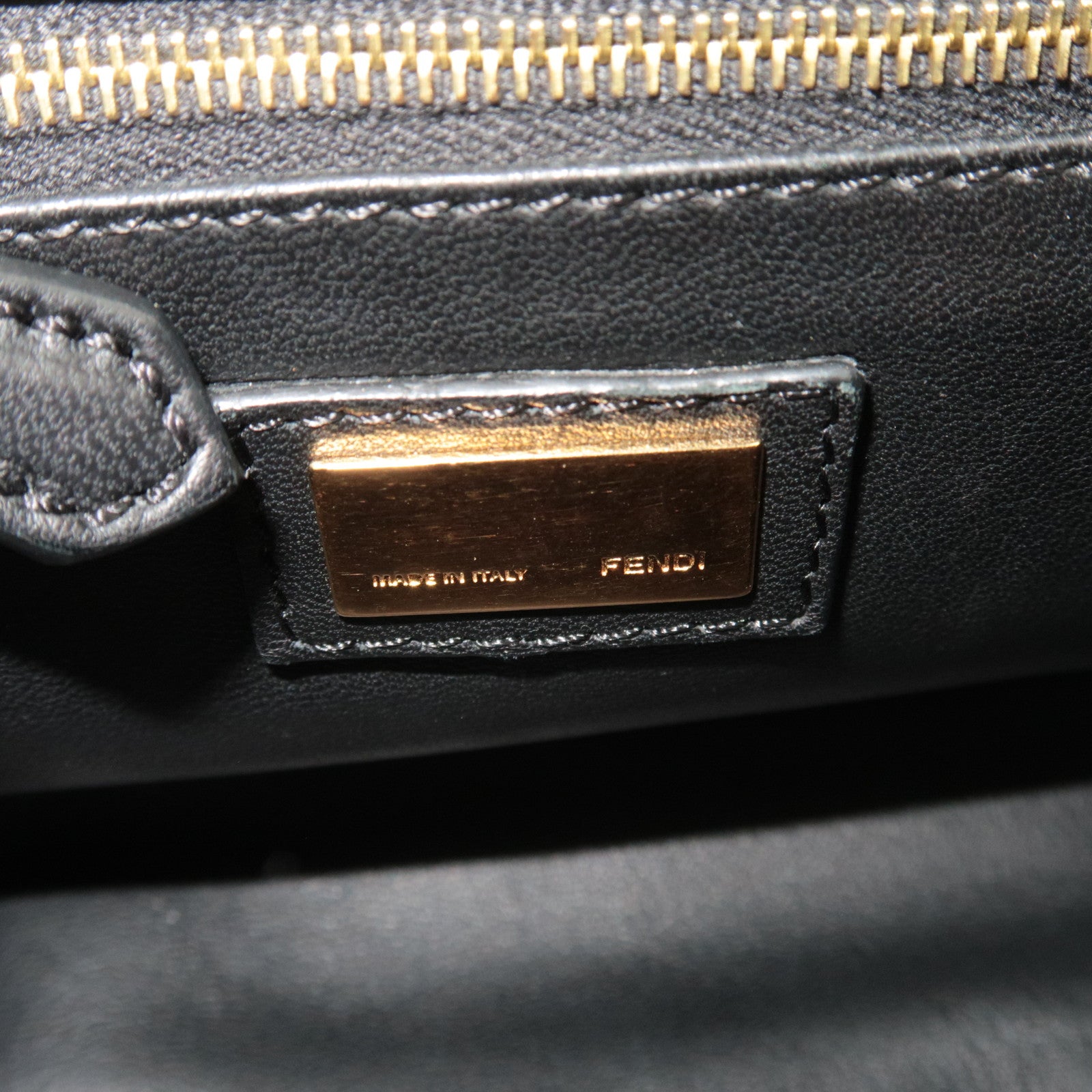 FENDI Peekaboo Mini 2Way Leather Handbag Black