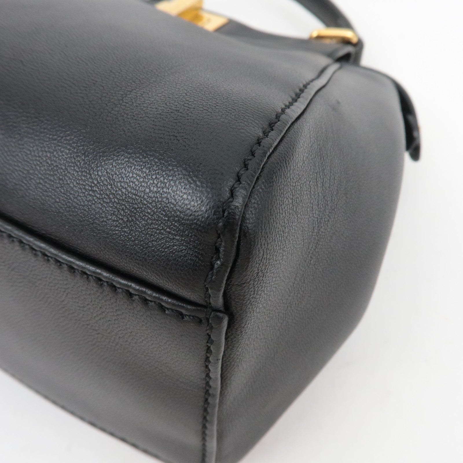 FENDI Peekaboo Mini 2Way Leather Handbag Black