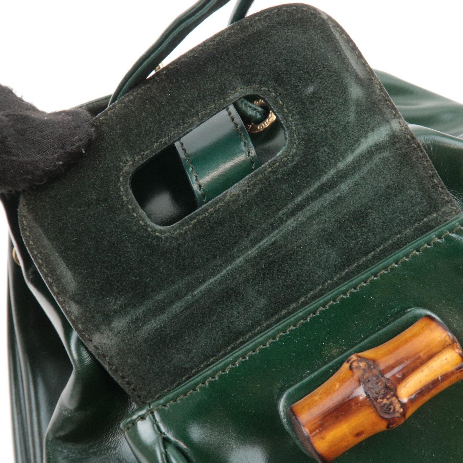 GUCCI Bamboo Leather Backpack Green 003.1998.0030