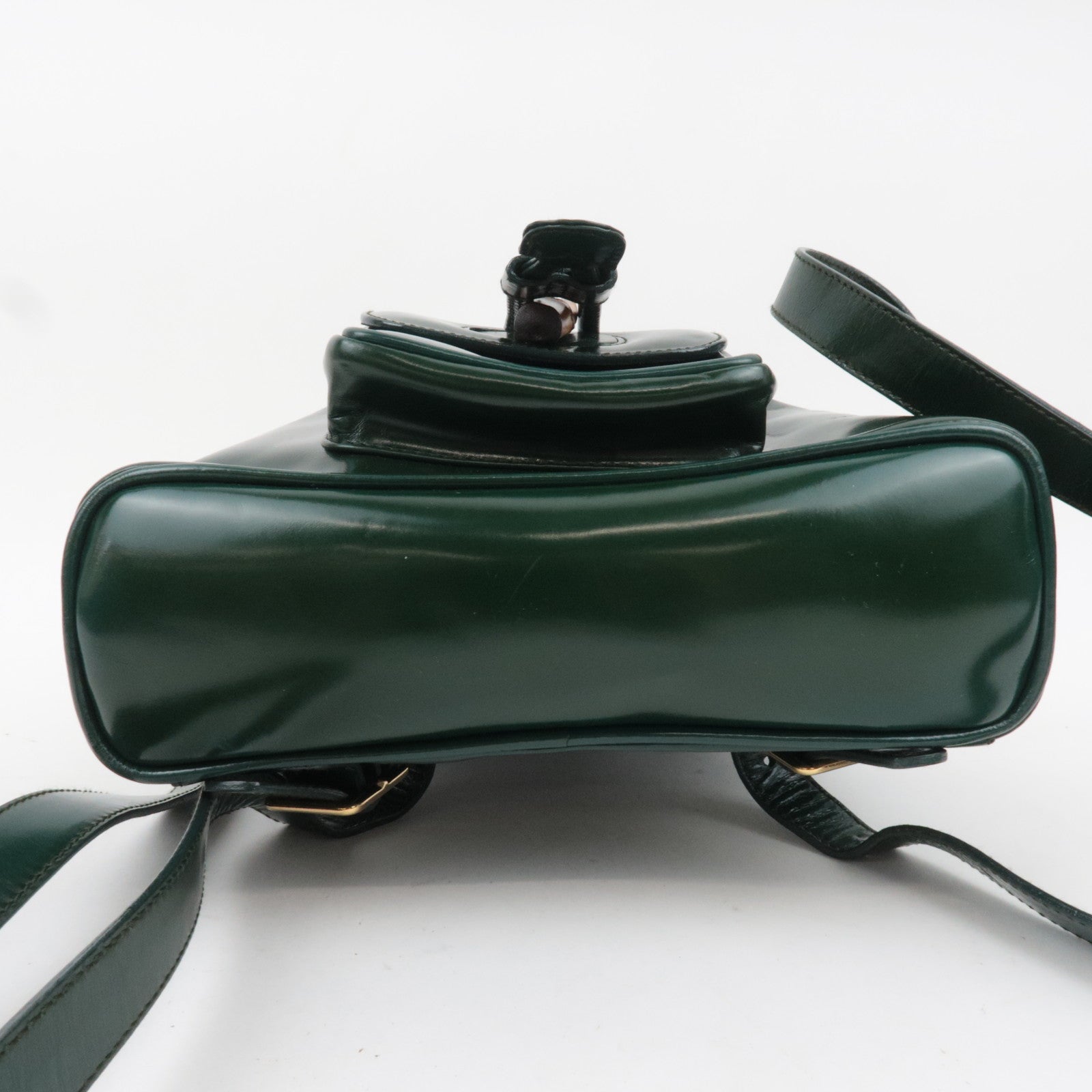 GUCCI Bamboo Leather Backpack Green 003.1998.0030