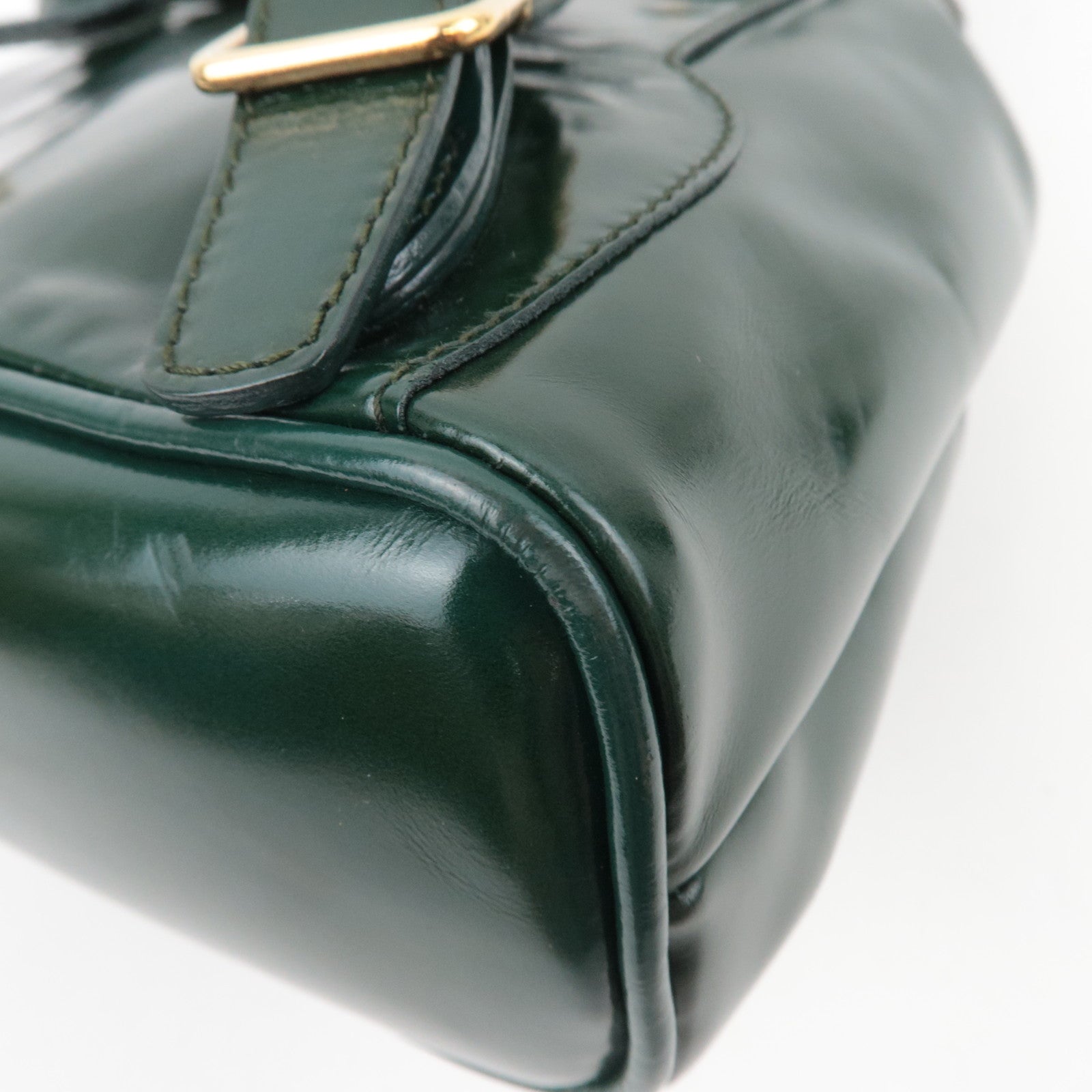 GUCCI Bamboo Leather Backpack Green 003.1998.0030